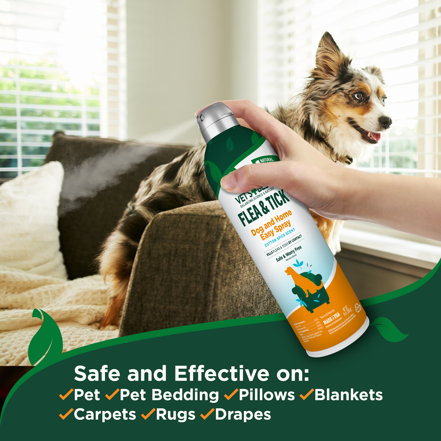 Flea and Tick Easy Spray for Dogs â€?Cotton Spice Scent, 14 oz.