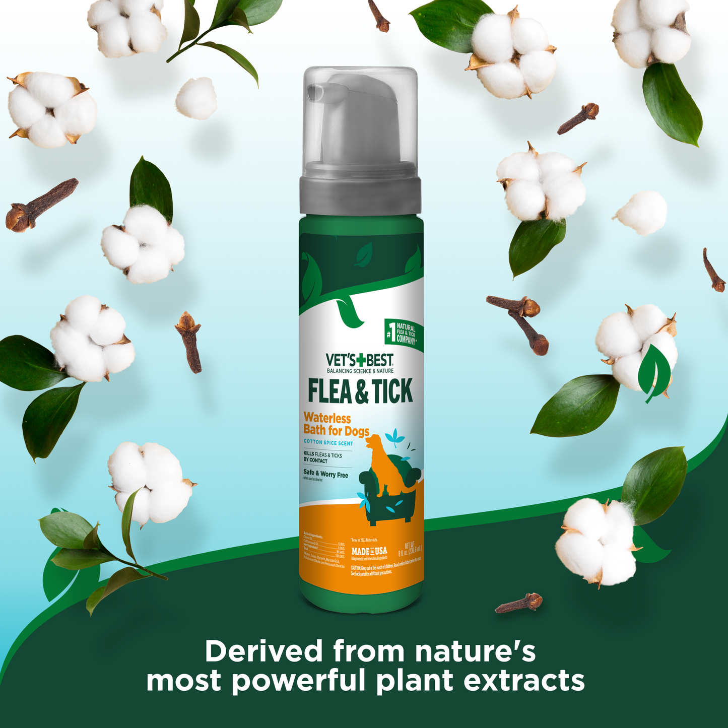 Flea and Tick Waterless Bath for Dogs â€?Cotton Spice Scent, 8 oz.
