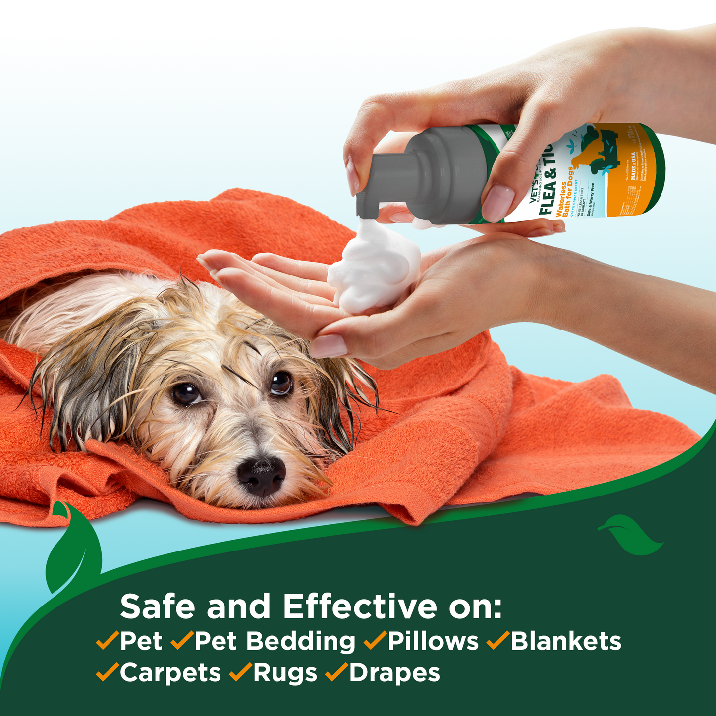 Flea and Tick Waterless Bath for Dogs â€?Cotton Spice Scent, 8 oz.
