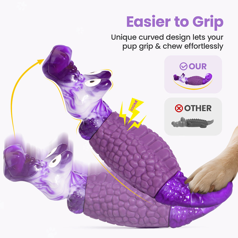 Premium Crocodile Dog Chew Toy, Dog Toy for Aggressive Chewers, Bacon Flavored