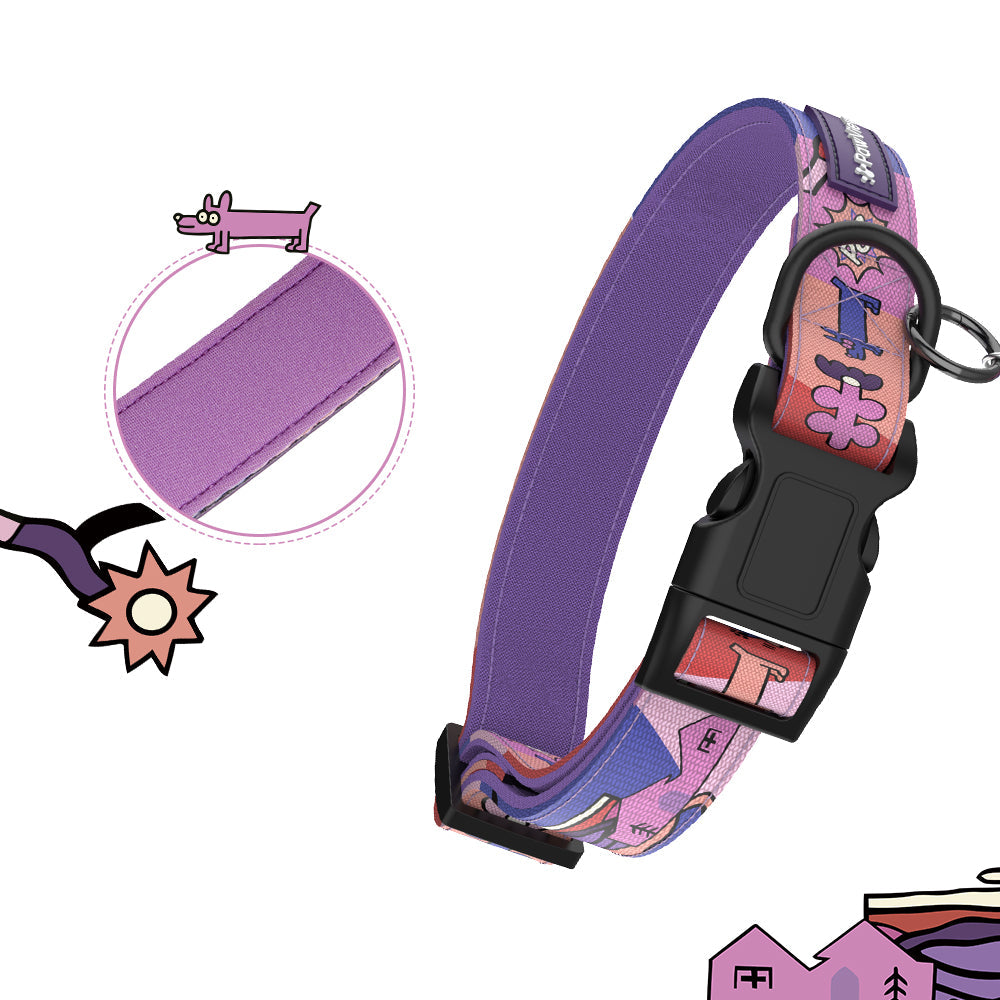 PawView Time Series Dog Collar with QR ID Tag – Sunset Design