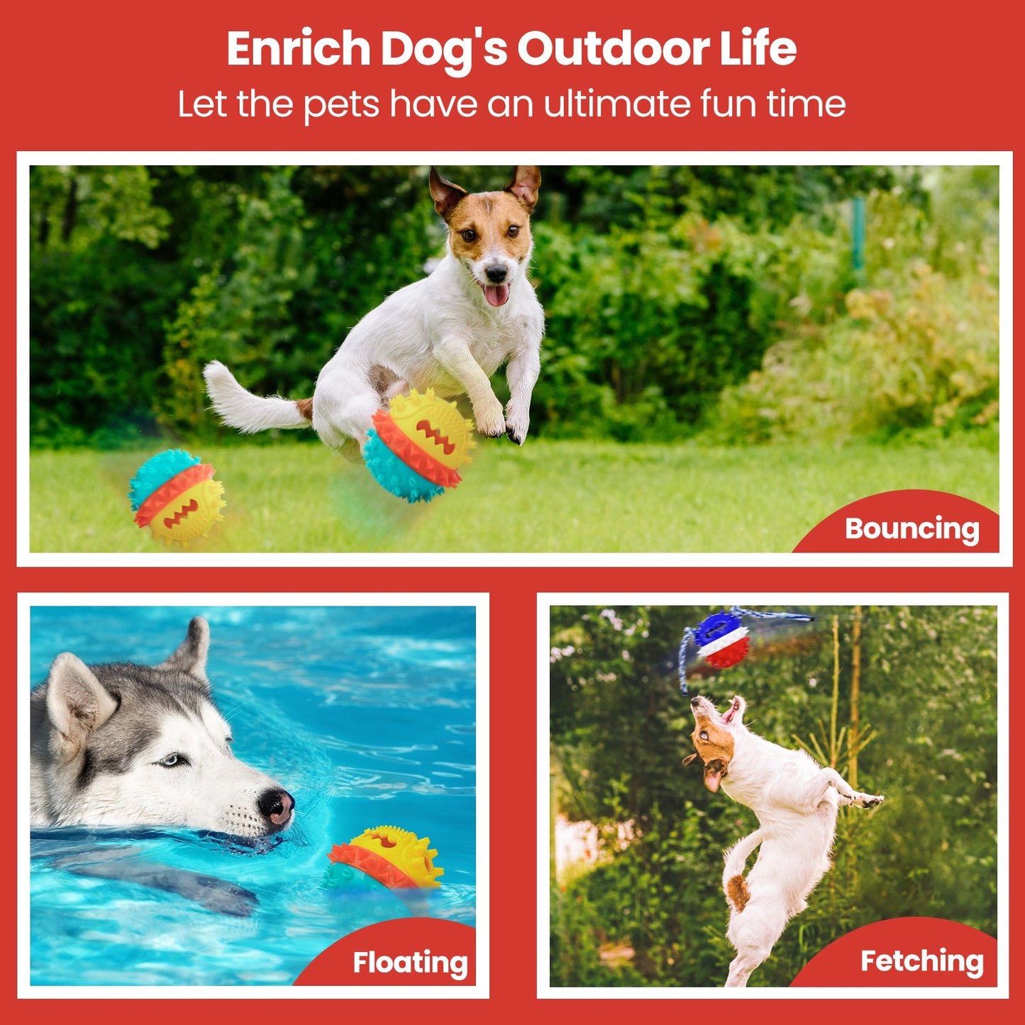 Interactive Bouncing Ball for Enriched Playtime: Sound Dog Toy, Treat Dispenser, Teeth Cleaner, and Water Floating