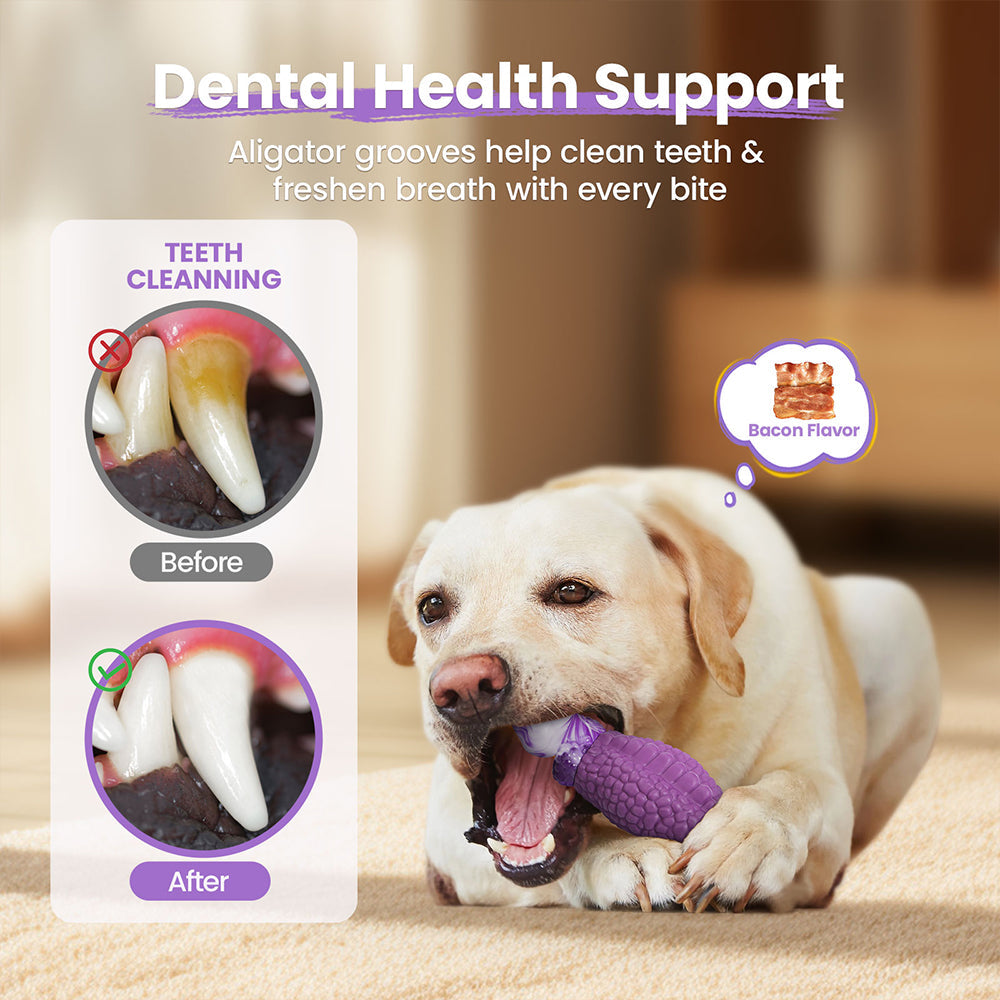 Premium Crocodile Dog Chew Toy, Dog Toy for Aggressive Chewers, Bacon Flavored