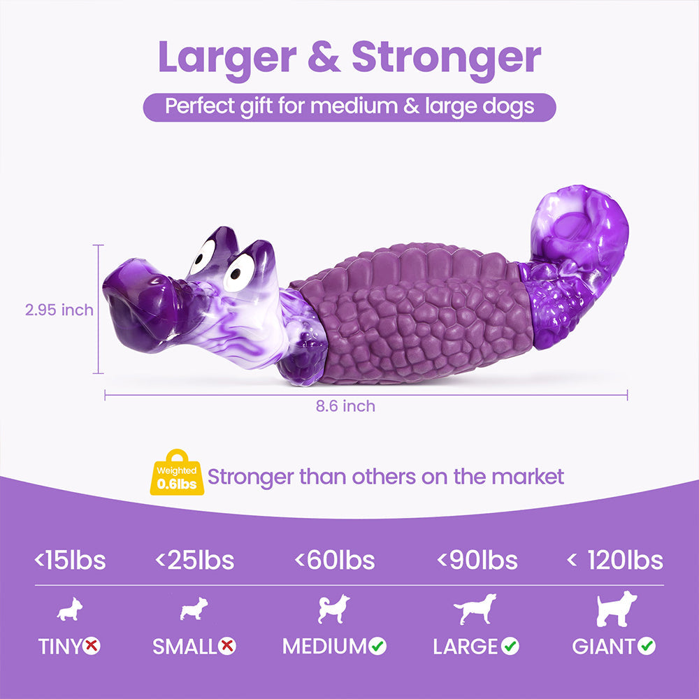 Premium Crocodile Dog Chew Toy, Dog Toy for Aggressive Chewers, Bacon Flavored