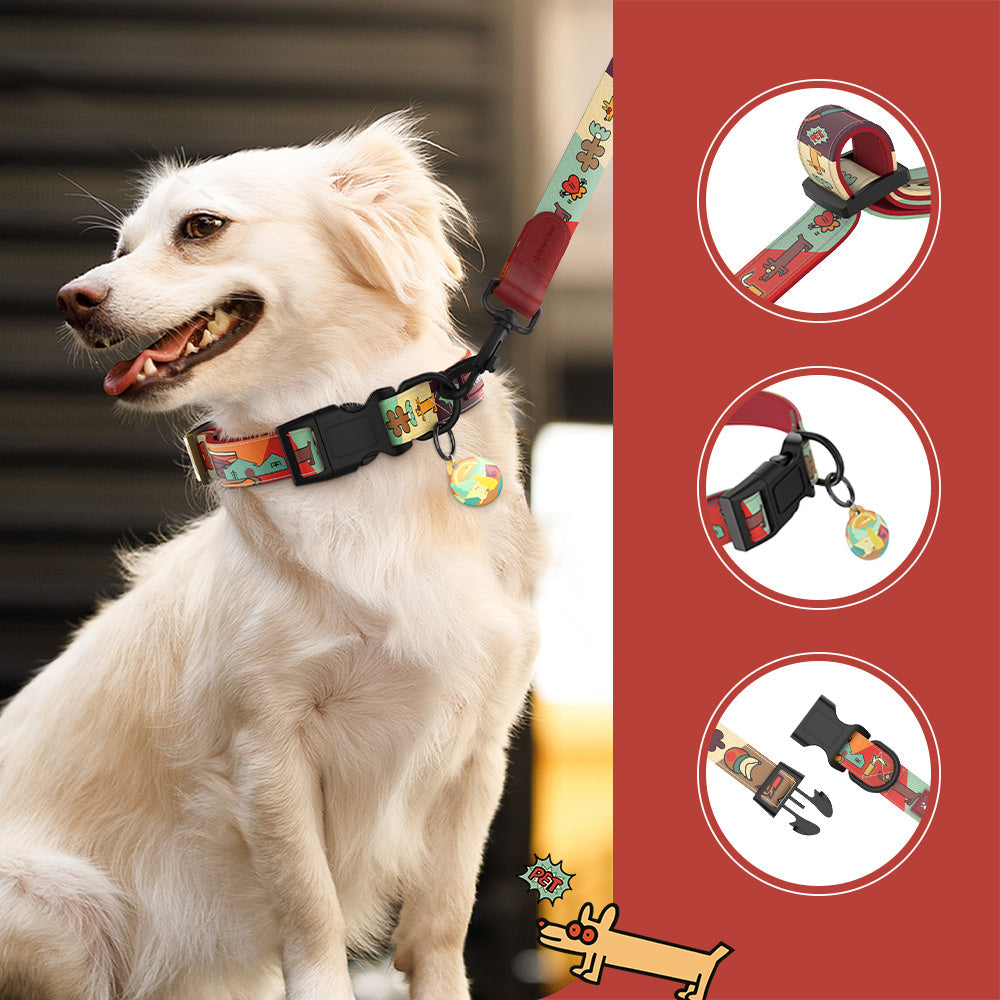 PawView Time Series Dog Collar with QR ID Tag – Sunrise Design