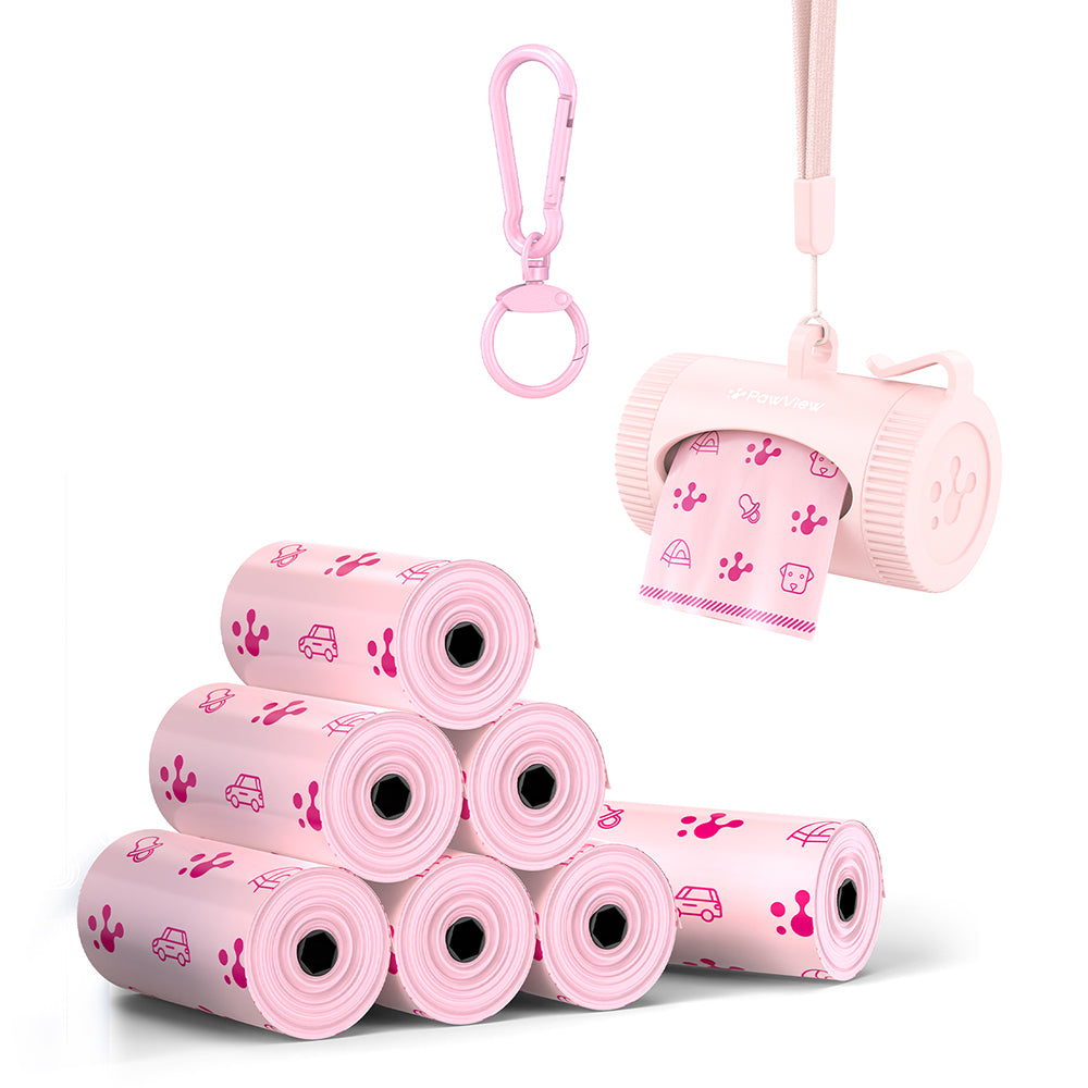 Smart Dog Poop Bag Dispenser – With Carabiner & Rotating Hook for Ultimate Flexibility | 105 Eco Bags & NFC Walk Tracker Included