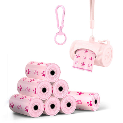 Smart Dog Poop Bag Dispenser – With Carabiner & Rotating Hook for Ultimate Flexibility | 105 Eco Bags & NFC Walk Tracker Included