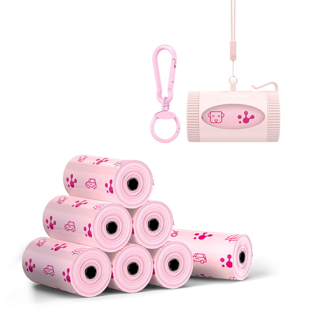 Smart Dog Poop Bag Dispenser – With Carabiner & Rotating Hook for Ultimate Flexibility | 105 Eco Bags & NFC Walk Tracker Included