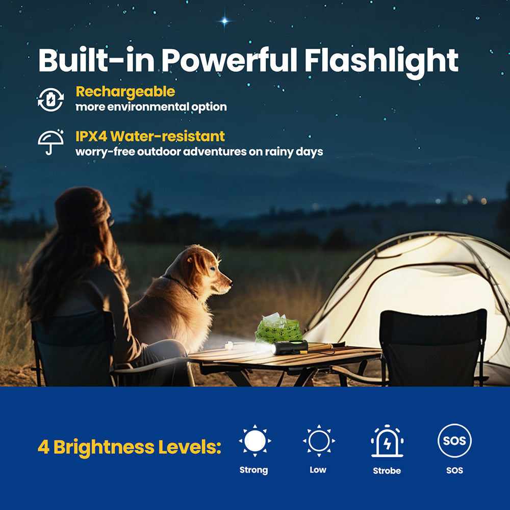 PawView Smart Poop Bag Dispenser, with Retractable Function, Built-in Flashlight, Smart Running Paw