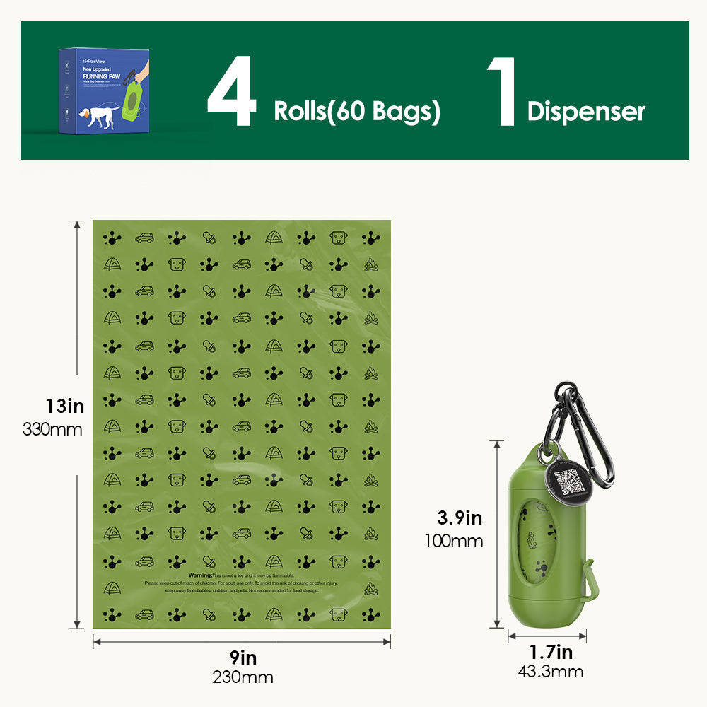 Smart Pet Waste Management Kit with Rotating Dispenser,Eco-Friendly ABS Material, and Running Paw Integration