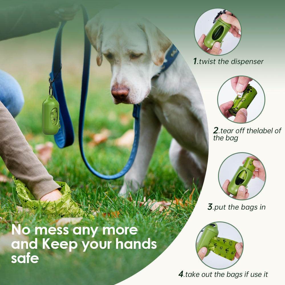 Smart Pet Waste Management Kit with Rotating Dispenser,Eco-Friendly ABS Material, and Running Paw Integration