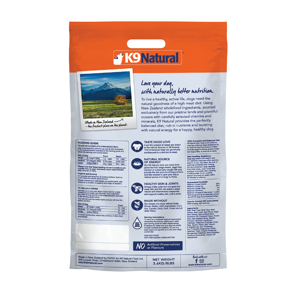 K9 Beef Feast Freeze-Dried Dog Food