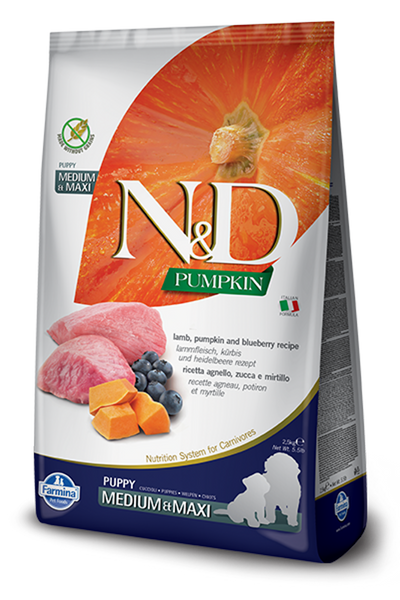 Farmina Pet Foods Medium & Maxi Puppy Grain Free Lamb Pumpkin & Blueberry Formula Dry Dog Food