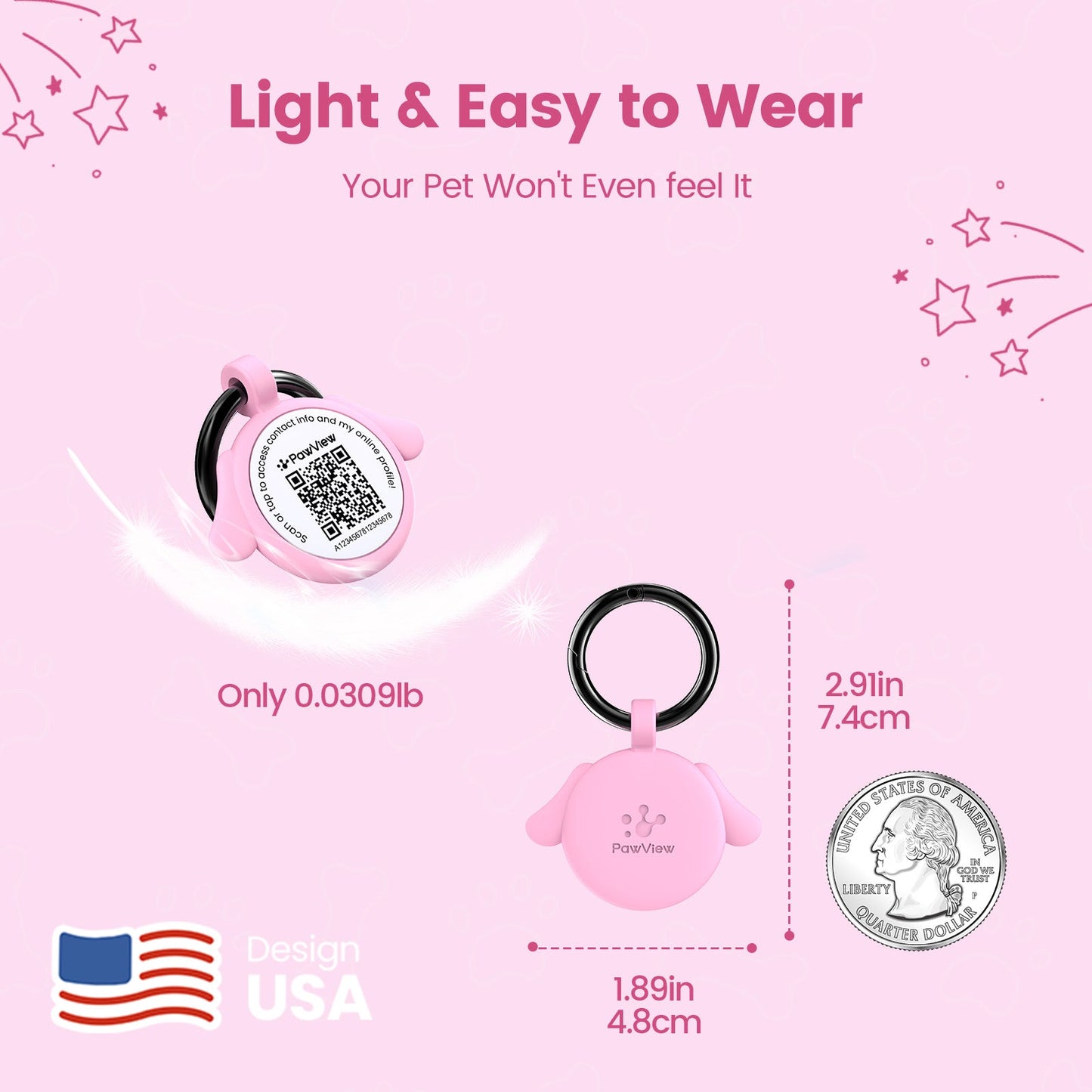 PawView Silent Silicone Smart Pet ID Tag – Dog-shaped, QR Code & NFC