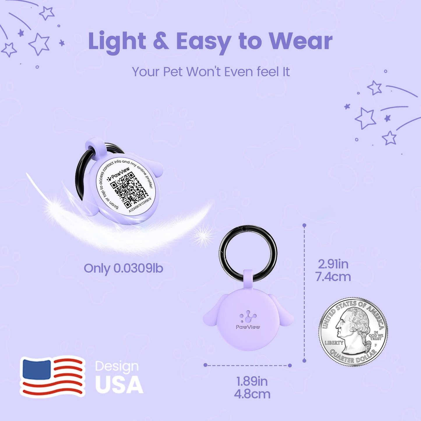 PawView Silent Silicone Smart Pet ID Tag – Dog-shaped, QR Code & NFC