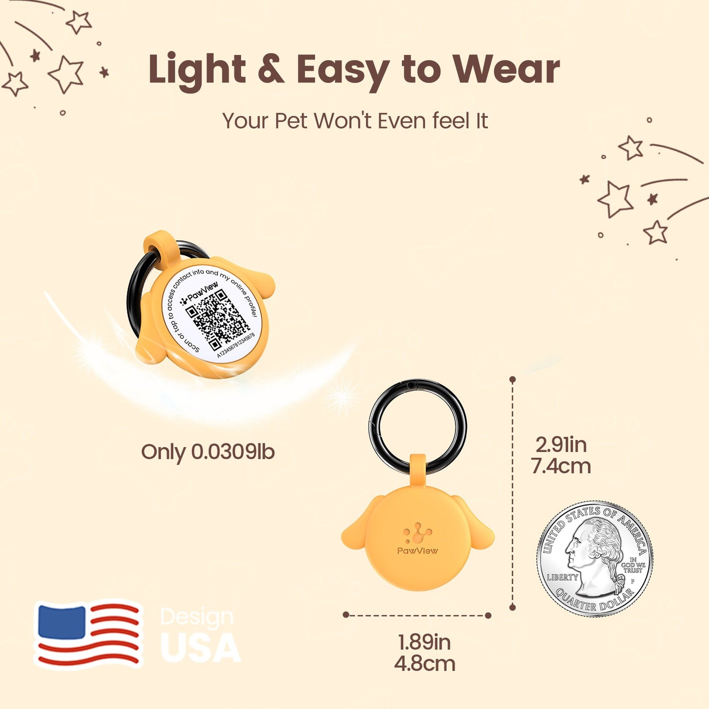 PawView Silent Silicone Smart Pet ID Tag – Dog-shaped, QR Code & NFC