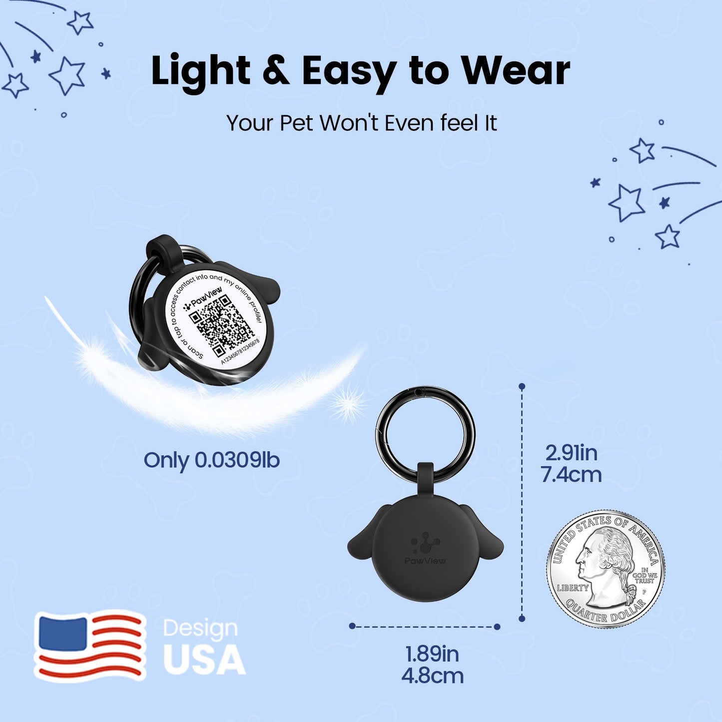 PawView Silent Silicone Smart Pet ID Tag – Dog-shaped, QR Code & NFC