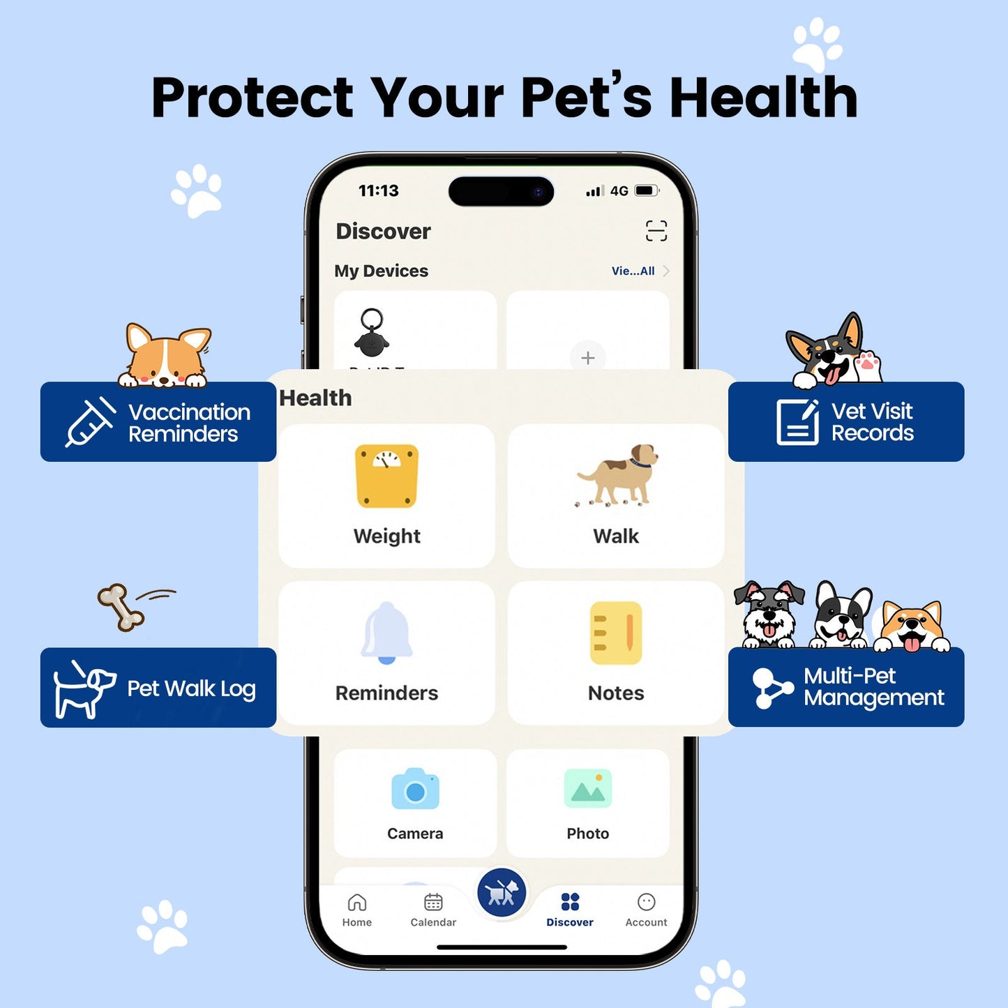 PawView Silent Silicone Smart Pet ID Tag – Dog-shaped, QR Code & NFC