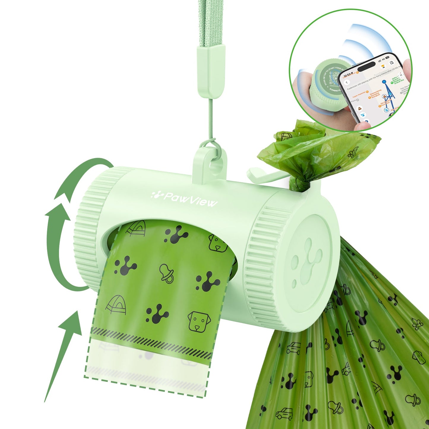 PawView Smart Poop Bag Dispenser with 15 Bags