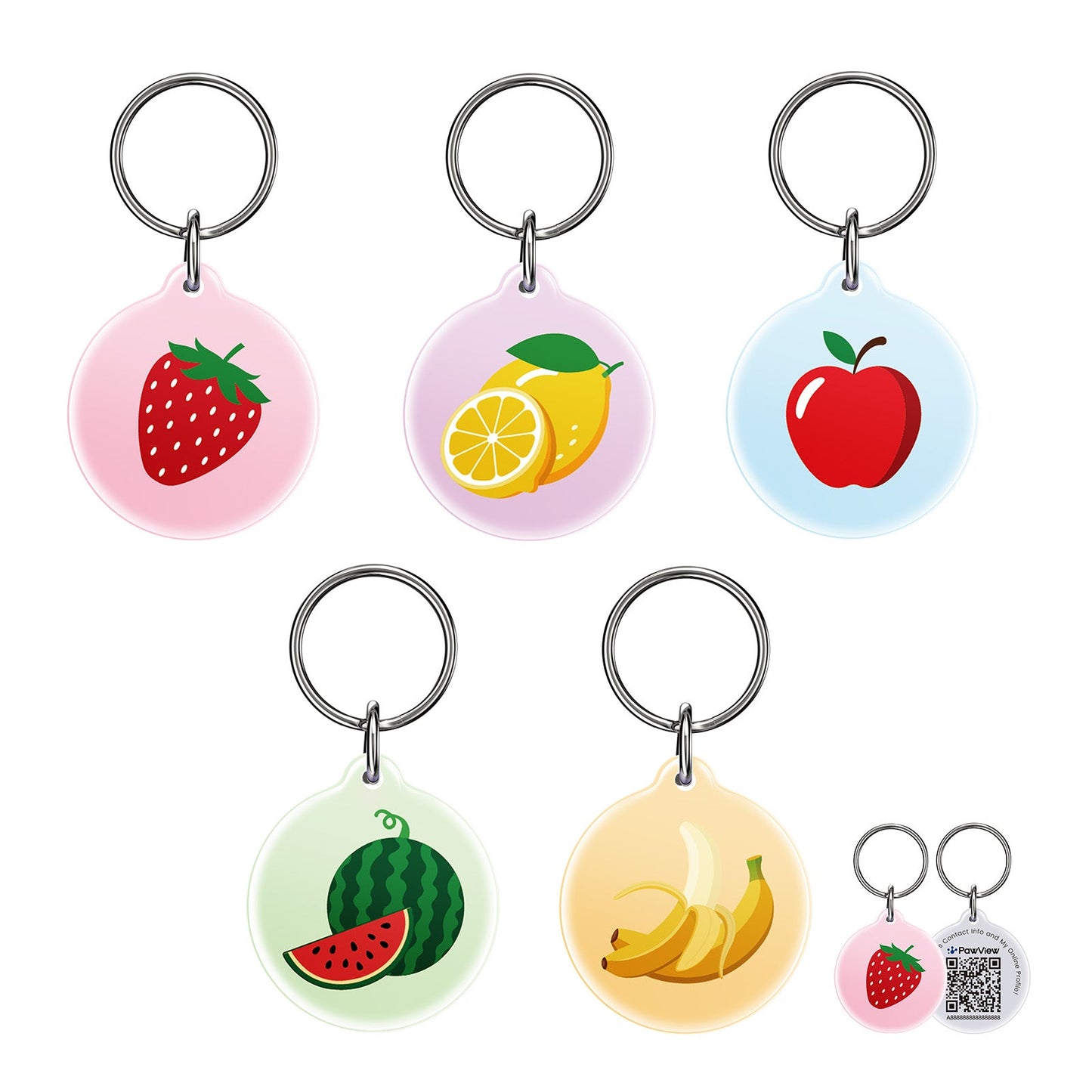PawView Anti-Loss Smart Pet ID Tag with QR Code TN102 Fruit Series