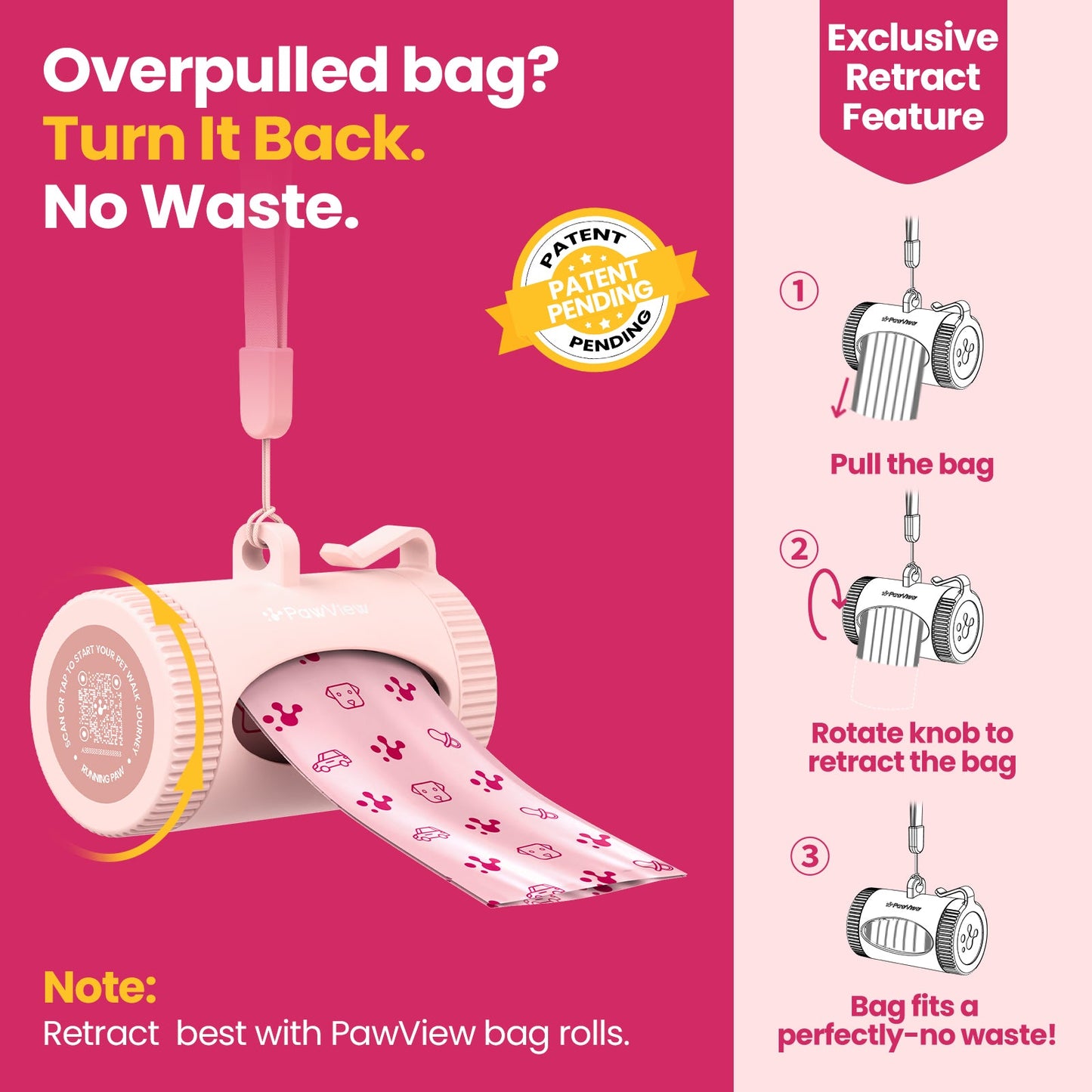 PawView Smart Poop Bag Dispenser with 15 Bags