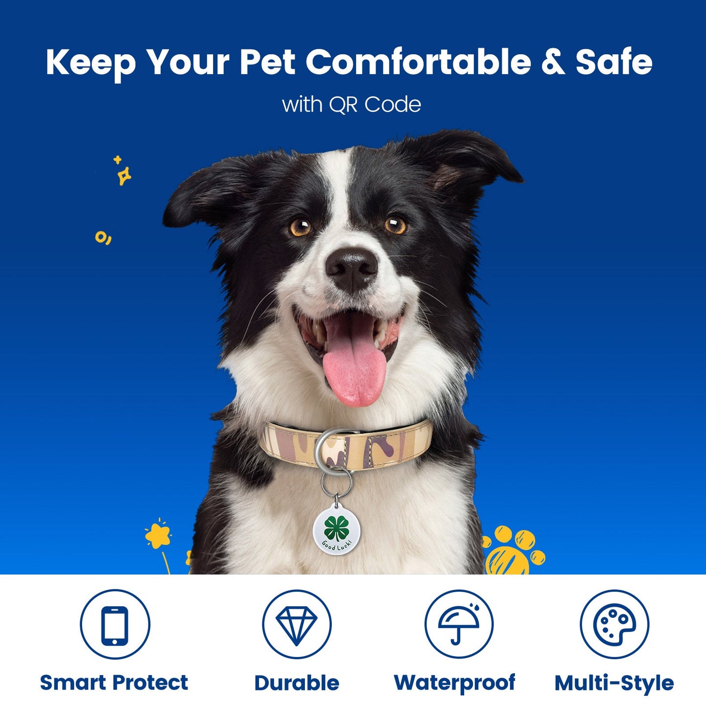 PawView Anti-Loss Smart Pet ID Tag with QR Code TN102 Lucky Series