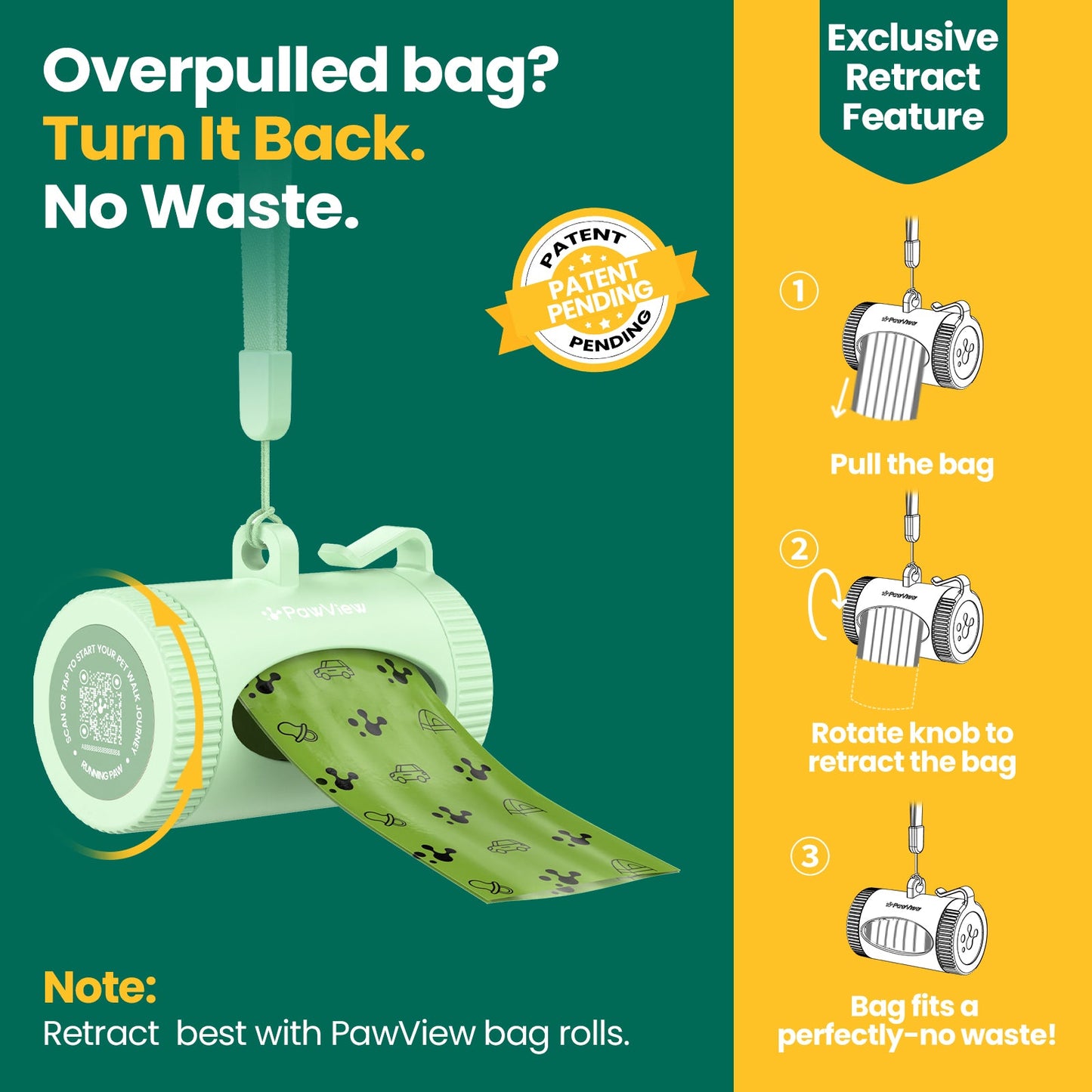 PawView Smart Poop Bag Dispenser with 15 Bags
