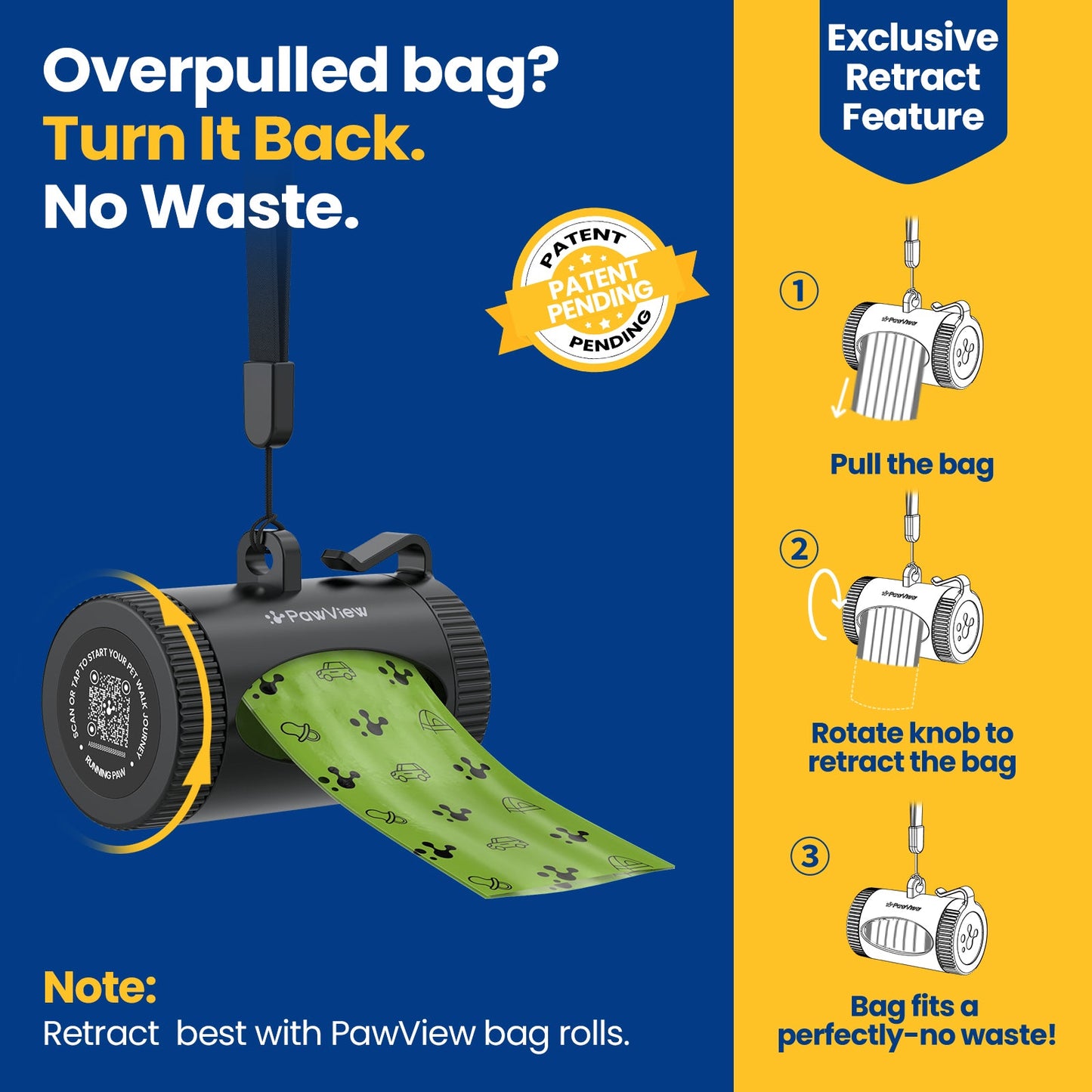 PawView Smart Poop Bag Dispenser with 15 Bags