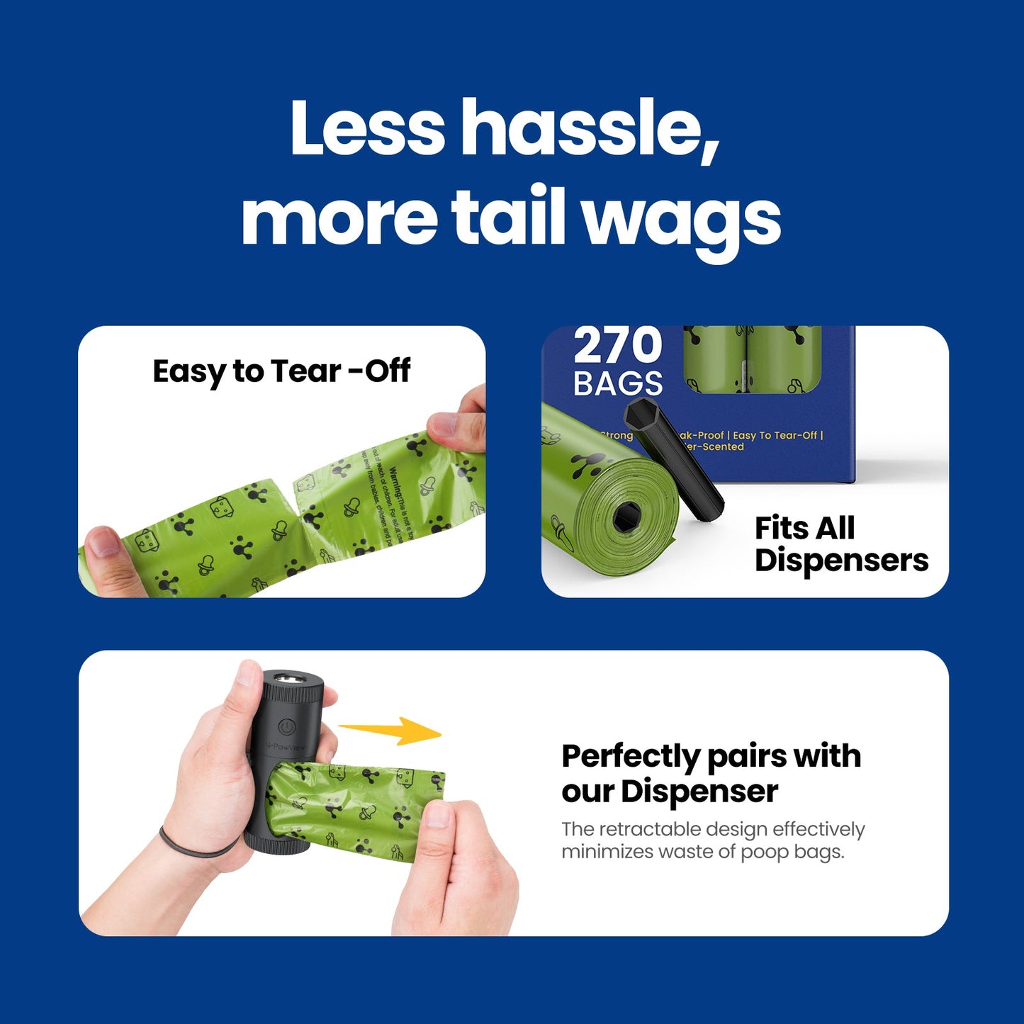 PawView Dog Poop Bags, Guaranteed Leak Proof and Extra Thick Poop Bag Rolls for Dogs, Lavender Scented, 120 Count, 270 Count, 315 Count