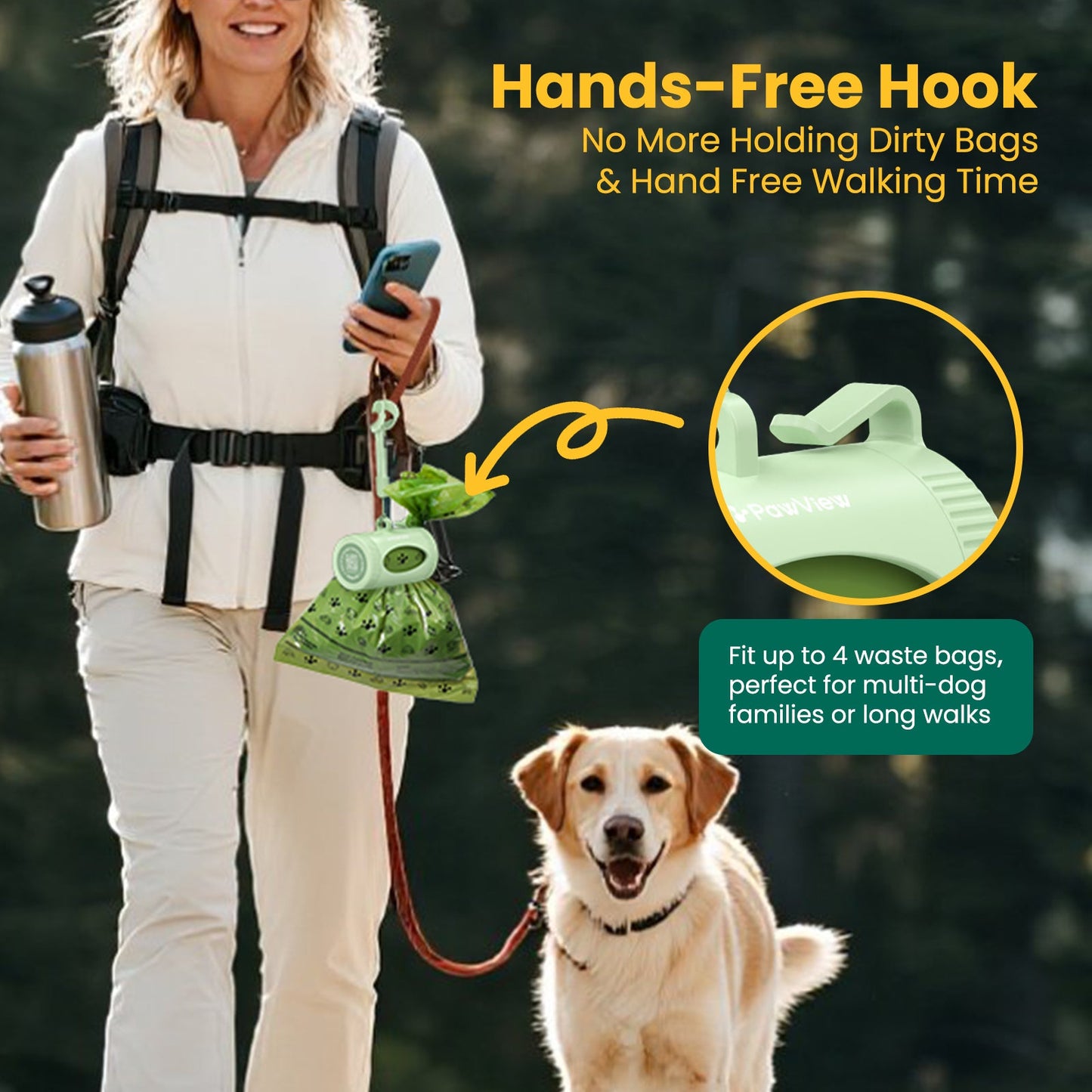 PawView Smart Poop Bag Dispenser with 15 Bags