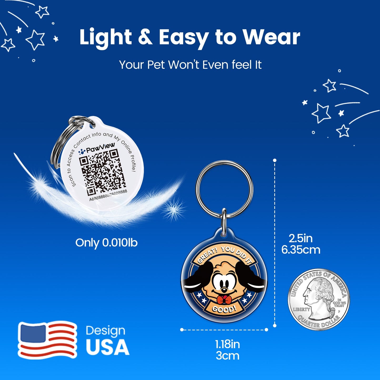 PawView Anti-Loss Smart Pet ID Tag with QR Code TN102 Brand IP Series