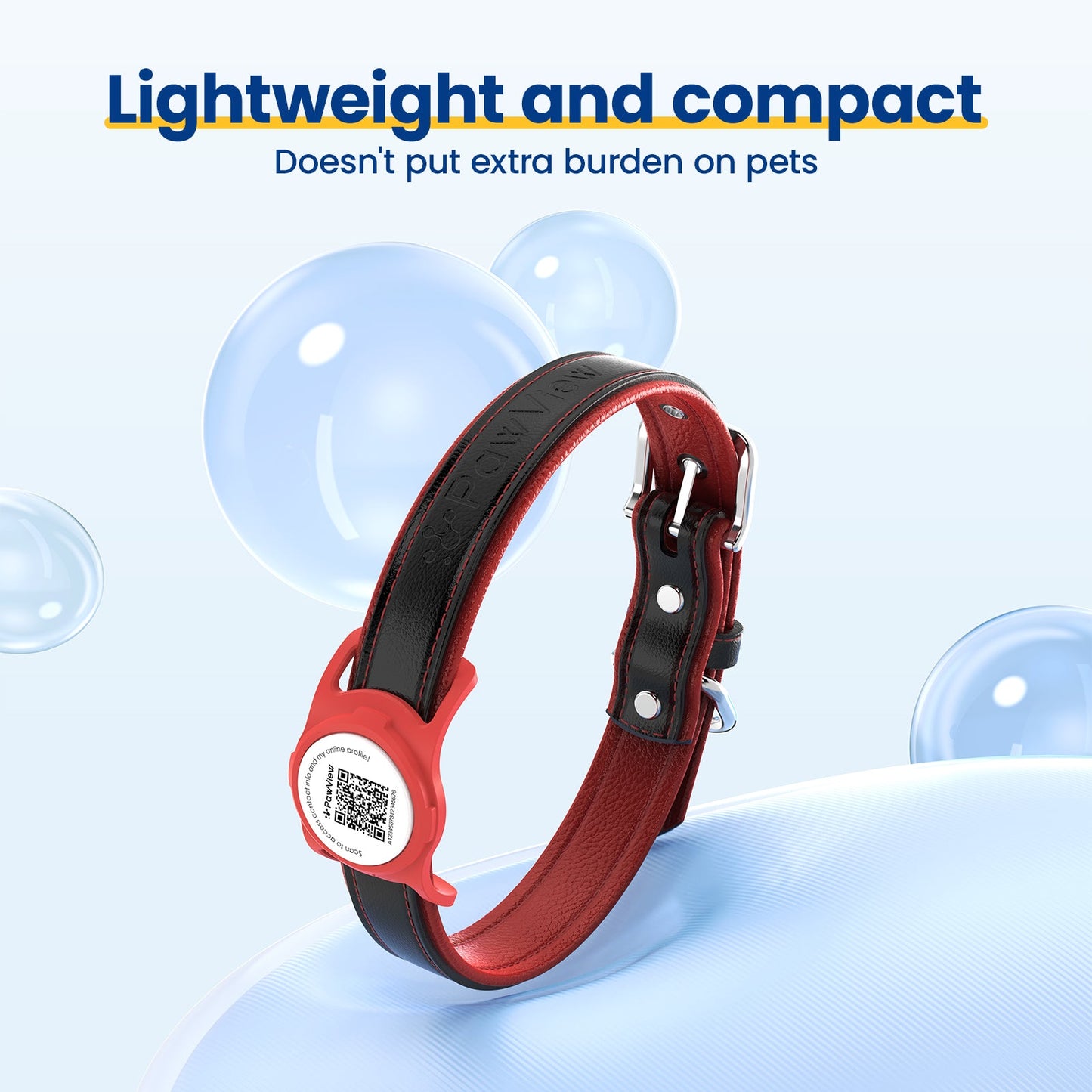 PawView Genuine Leather Collection Dog Collar with Smart AirTag Holder