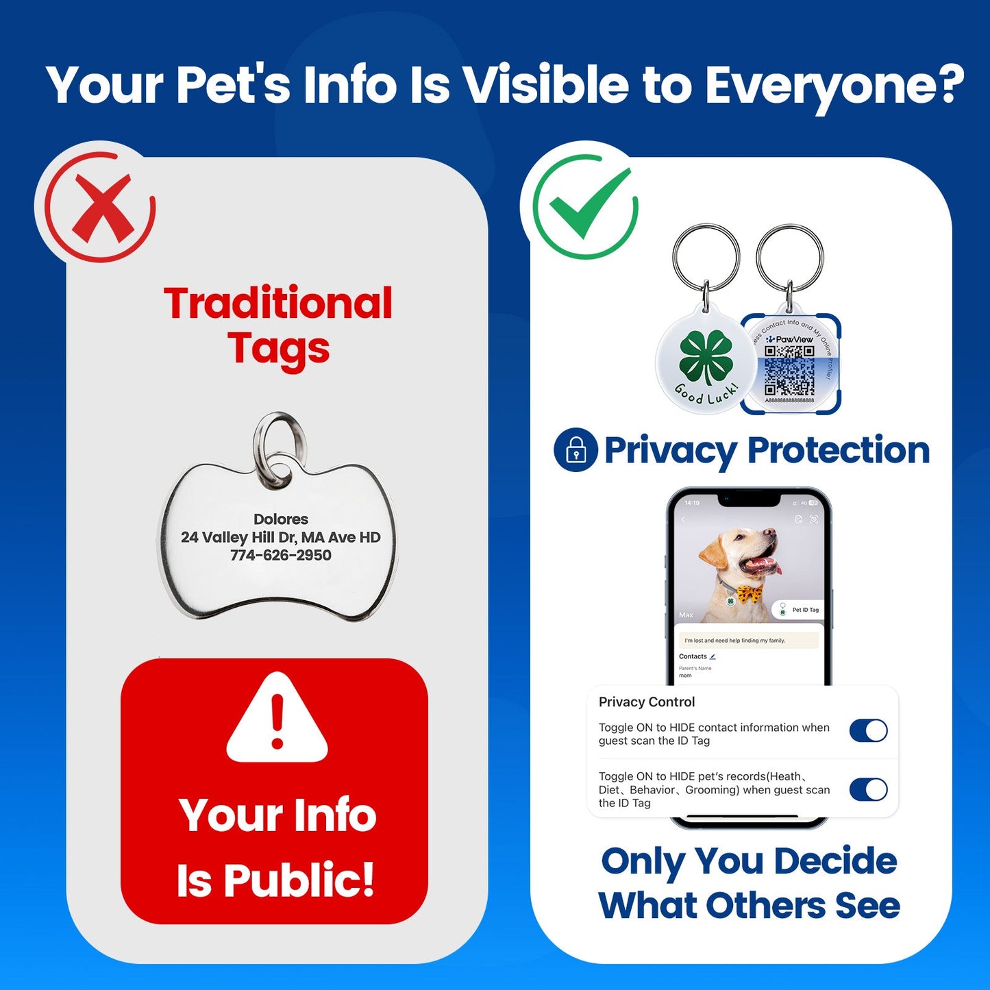 PawView Anti-Loss Smart Pet ID Tag with QR Code TN102 Lucky Series