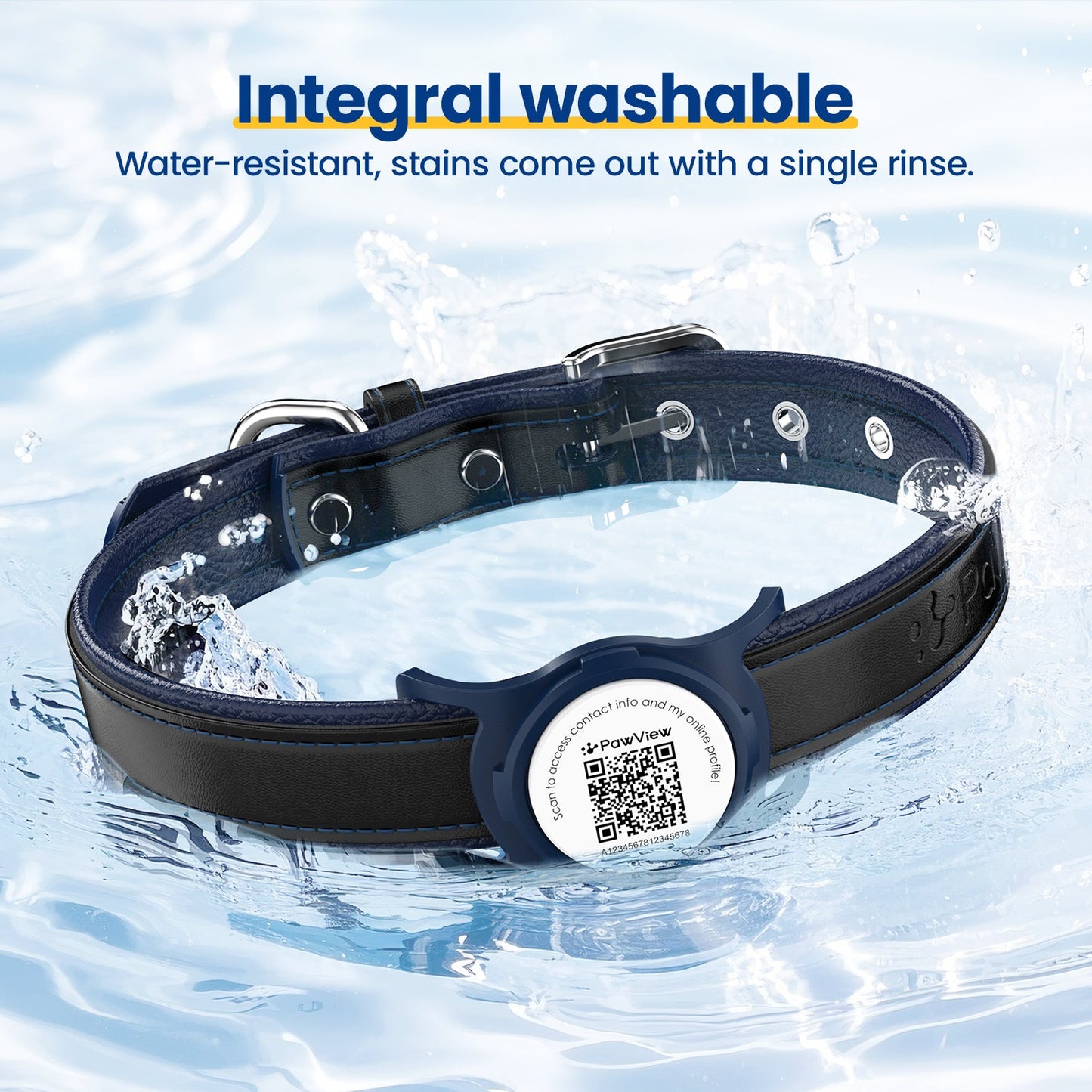 PawView Genuine Leather Collection Dog Collar with Smart AirTag Holder