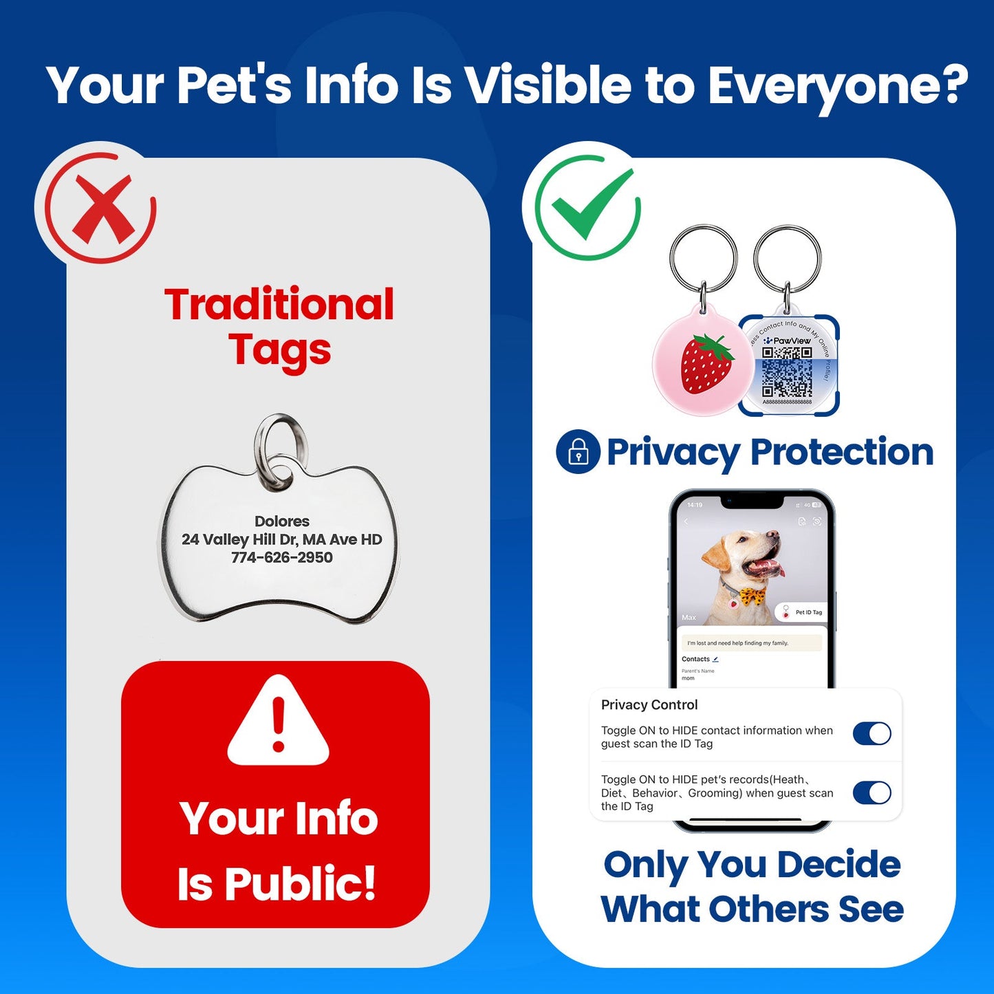 PawView Anti-Loss Smart Pet ID Tag with QR Code TN102 Fruit Series