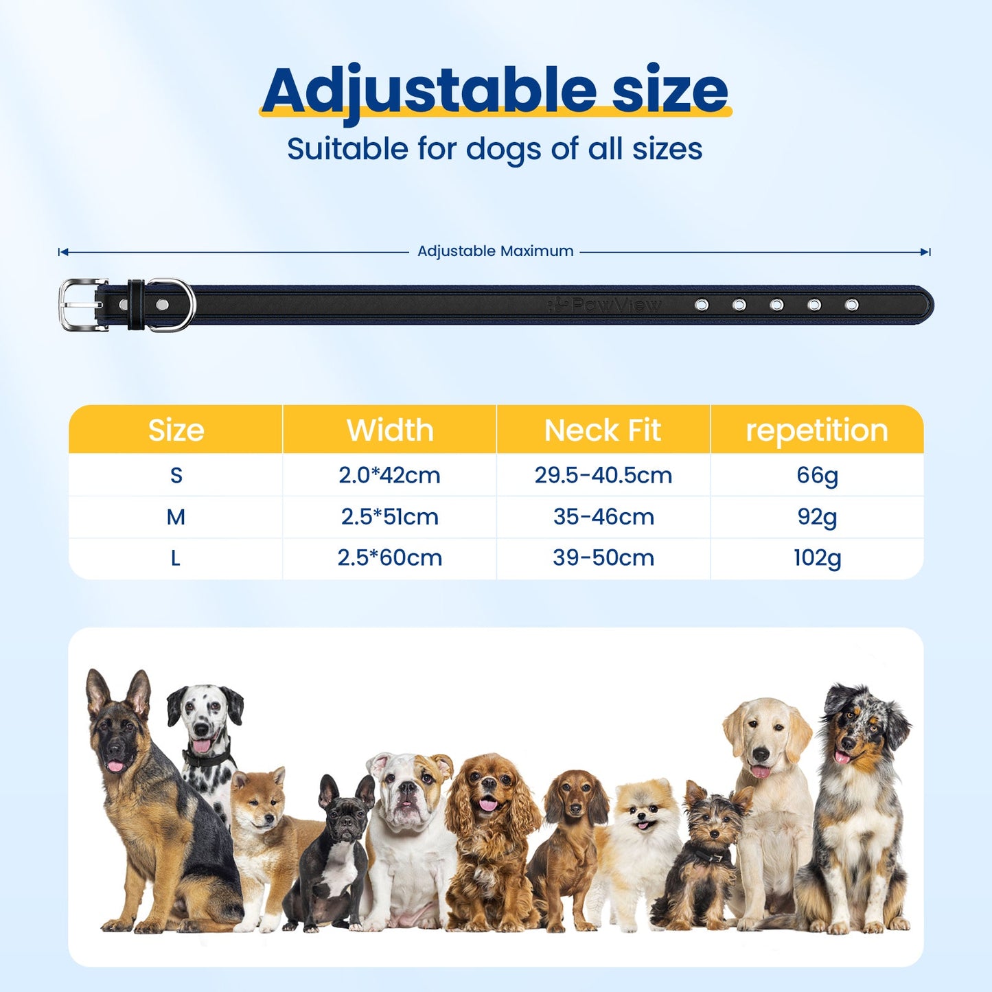 PawView Genuine Leather Collection Dog Collar with Smart AirTag Holder