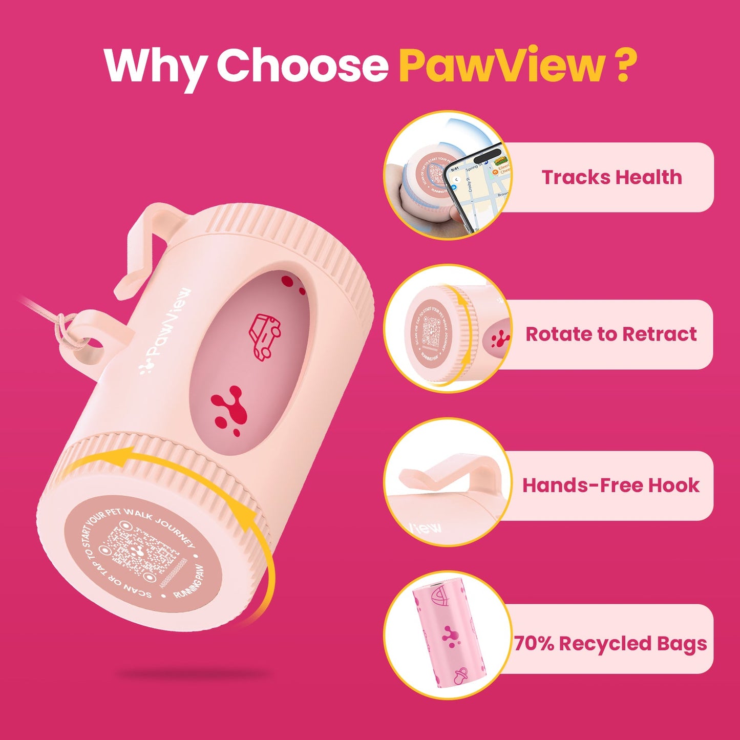 PawView Smart Poop Bag Dispenser with 15 Bags