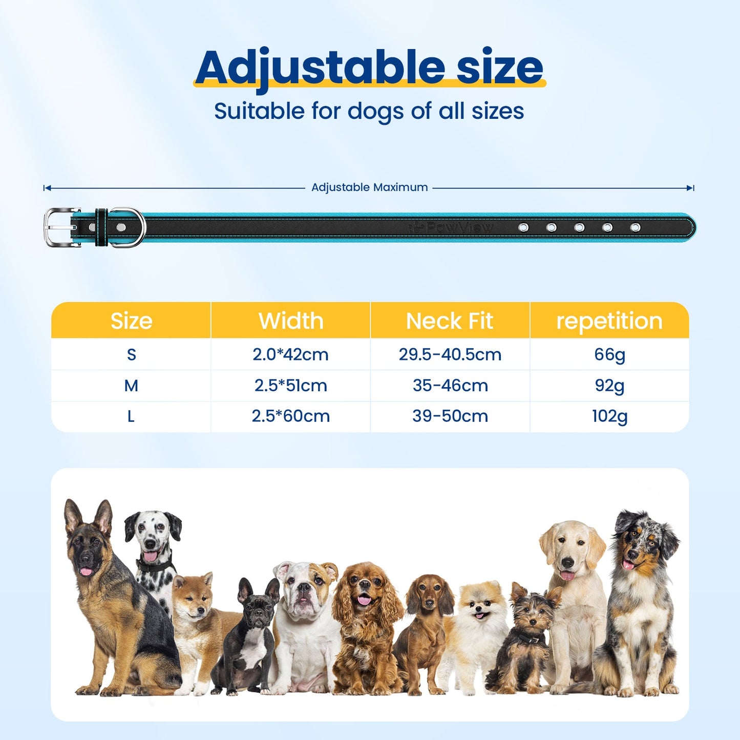 PawView Genuine Leather Collection Dog Collar with Smart AirTag Holder