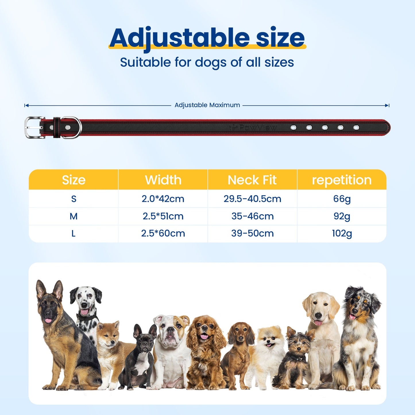 PawView Genuine Leather Collection Dog Collar with Smart AirTag Holder