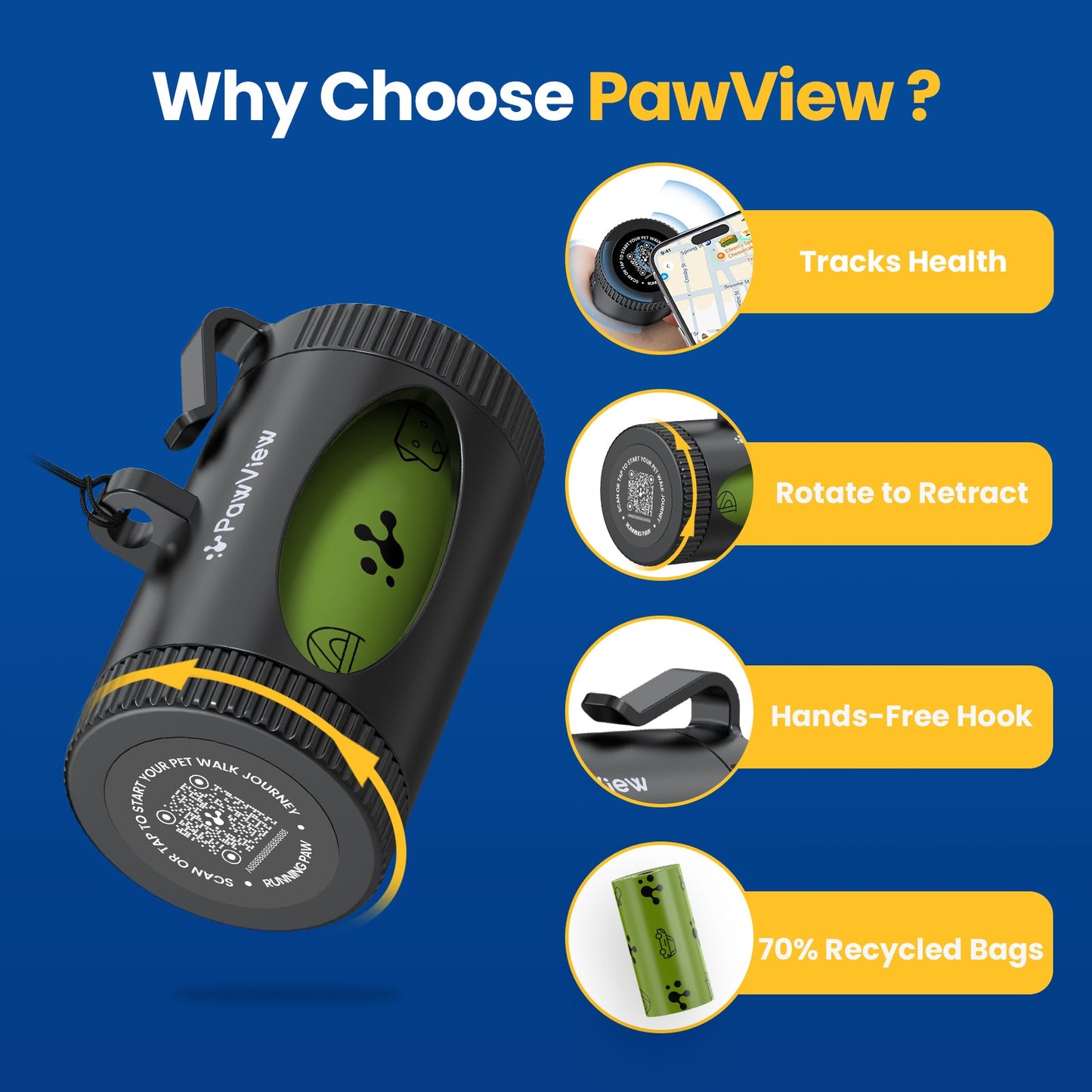 PawView Smart Poop Bag Dispenser with 15 Bags