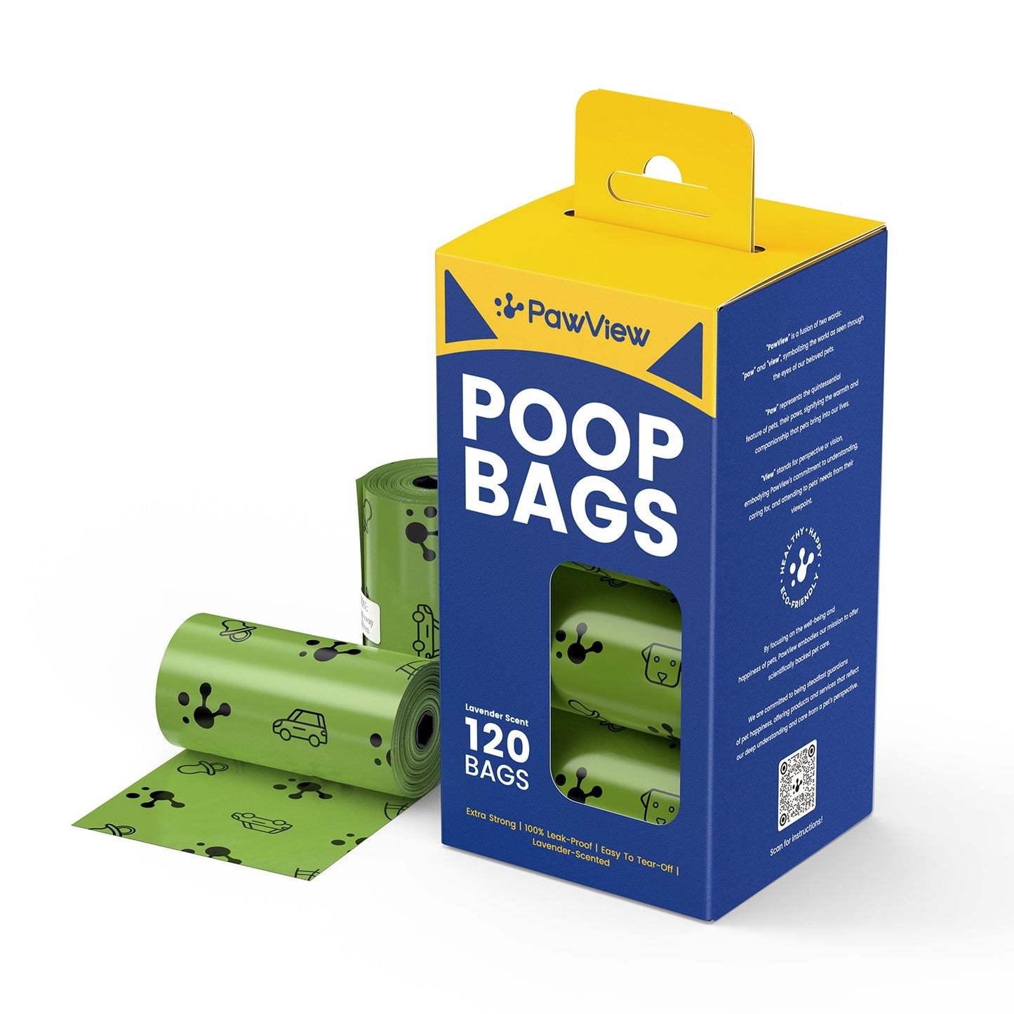 PawView Dog Poop Bags, Guaranteed Leak Proof and Extra Thick Poop Bag Rolls for Dogs, Lavender Scented, 120 Count, 270 Count, 315 Count