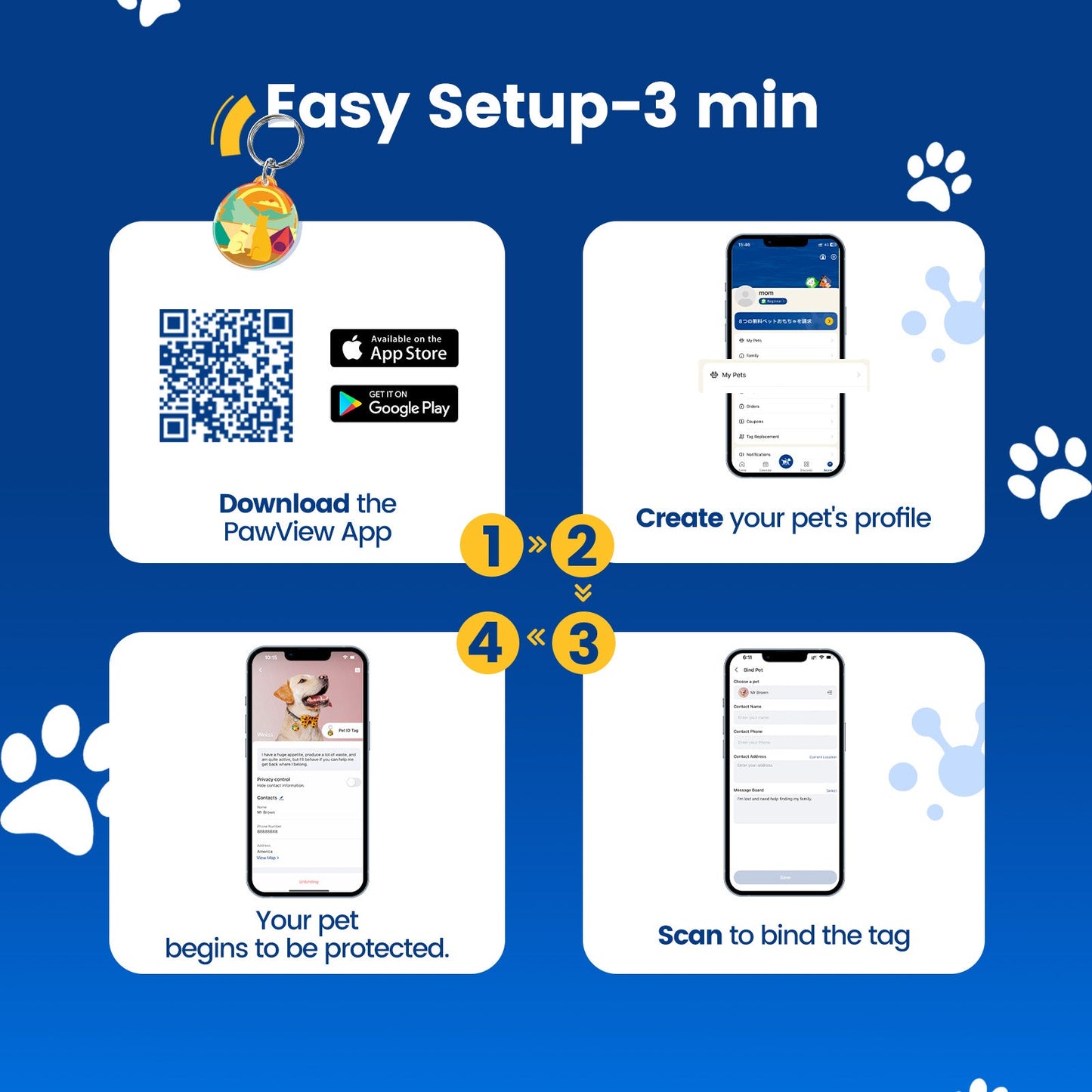 PawView Anti-Loss Smart Pet ID Tag with QR Code TN102 Time Series