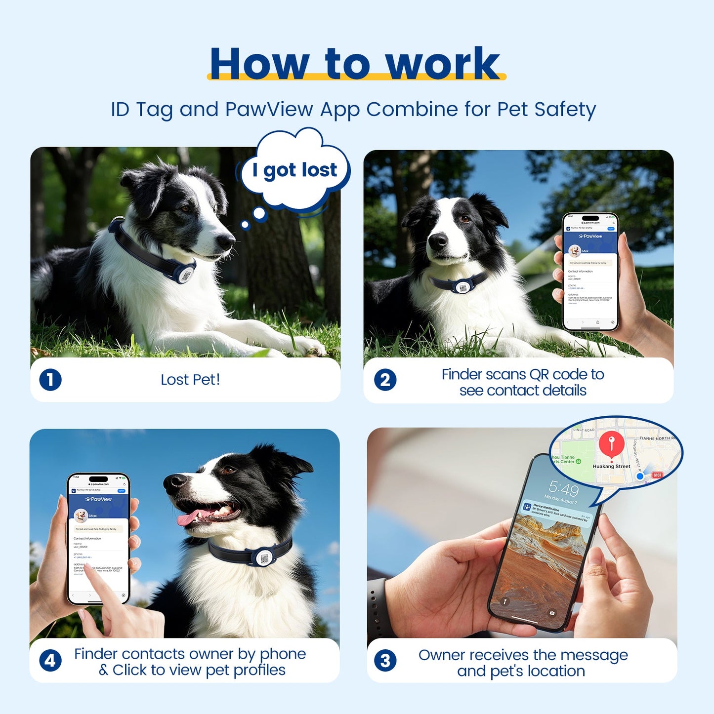 PawView Genuine Leather Collection Dog Collar with Smart AirTag Holder