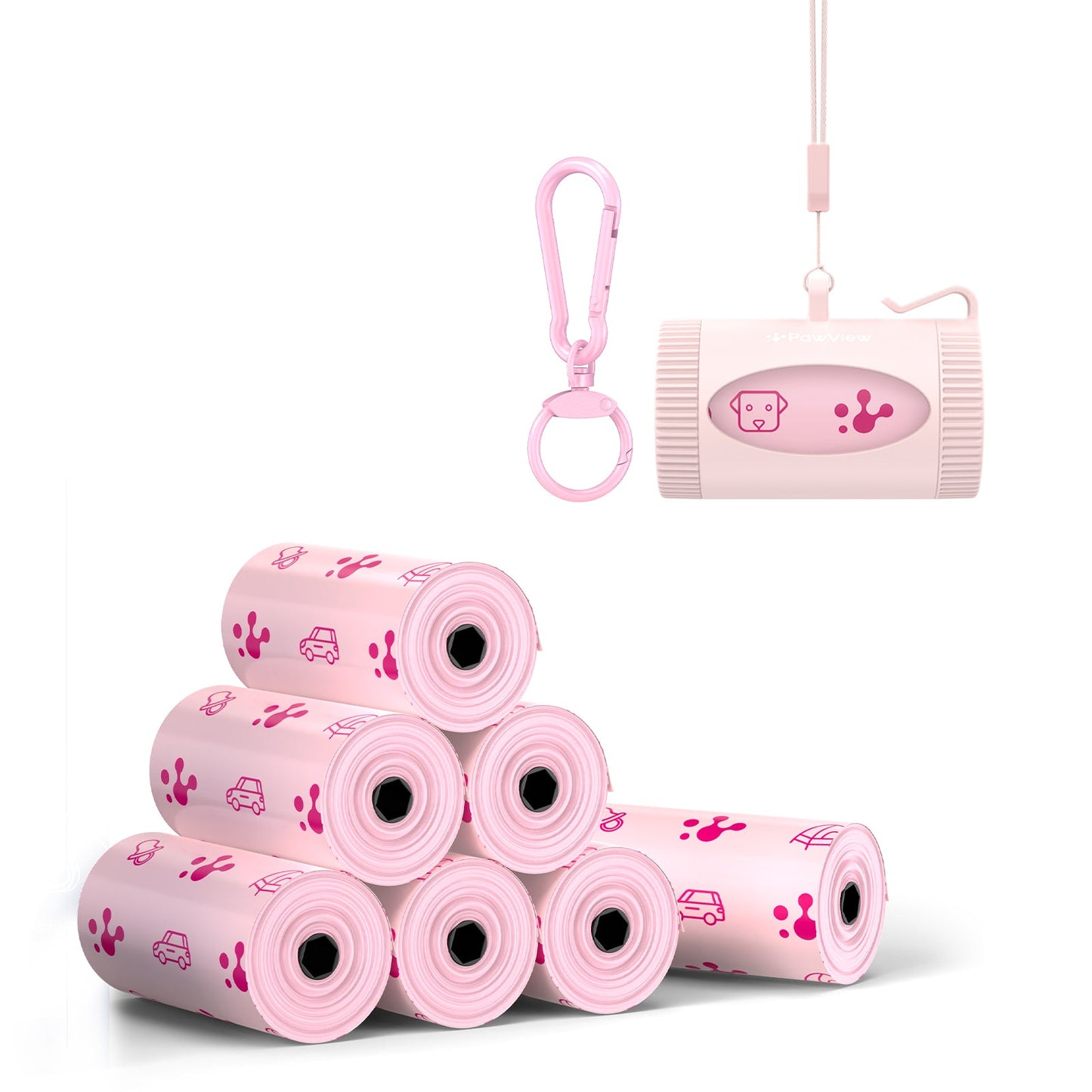 Smart Dog Poop Bag Dispenser – With Carabiner & Rotating Hook for Ultimate Flexibility | 105 Eco Bags & NFC Walk Tracker Included