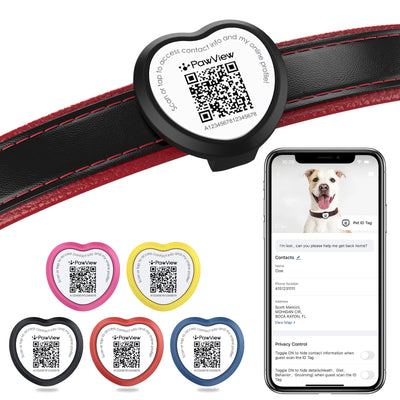 PawView Anti-Loss Smart Pet ID Tag with QR Code Heart