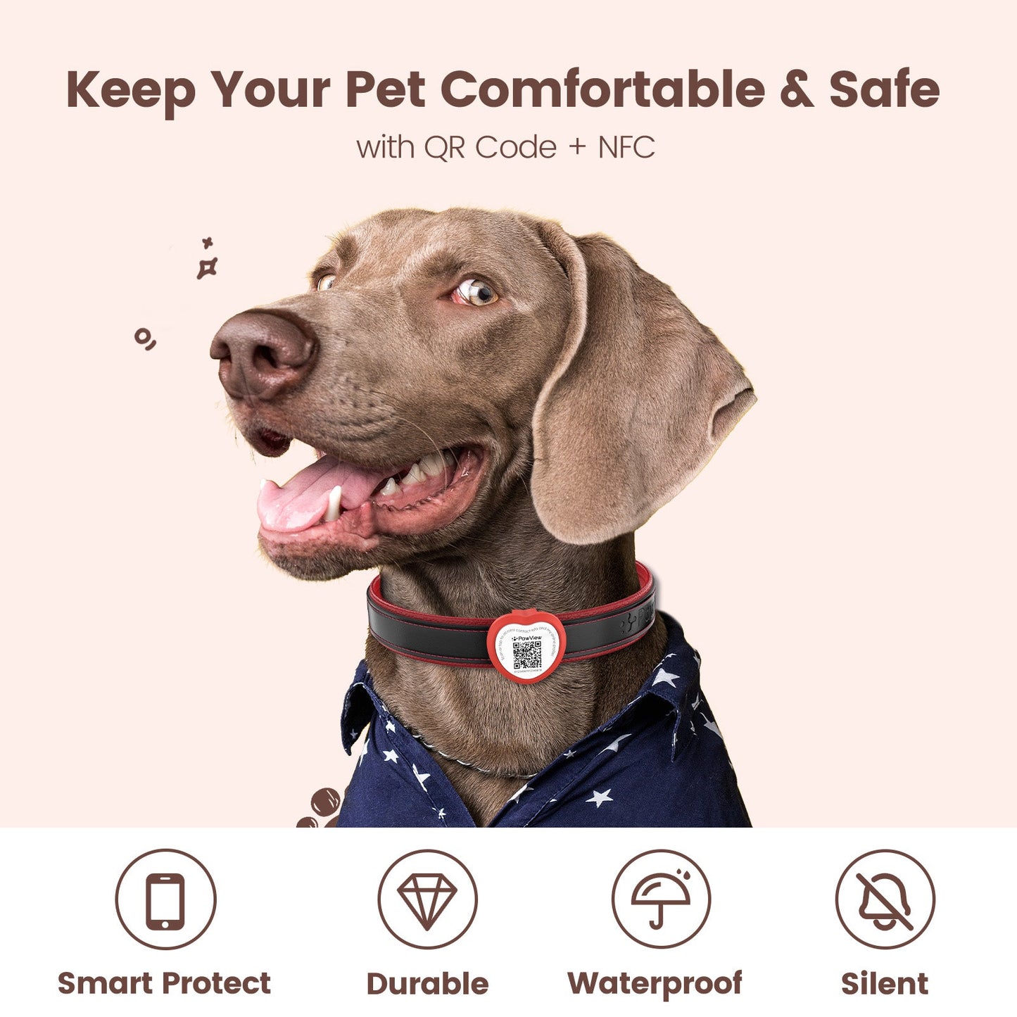 PawView Anti-Loss Smart Pet ID Tag with QR Code Heart