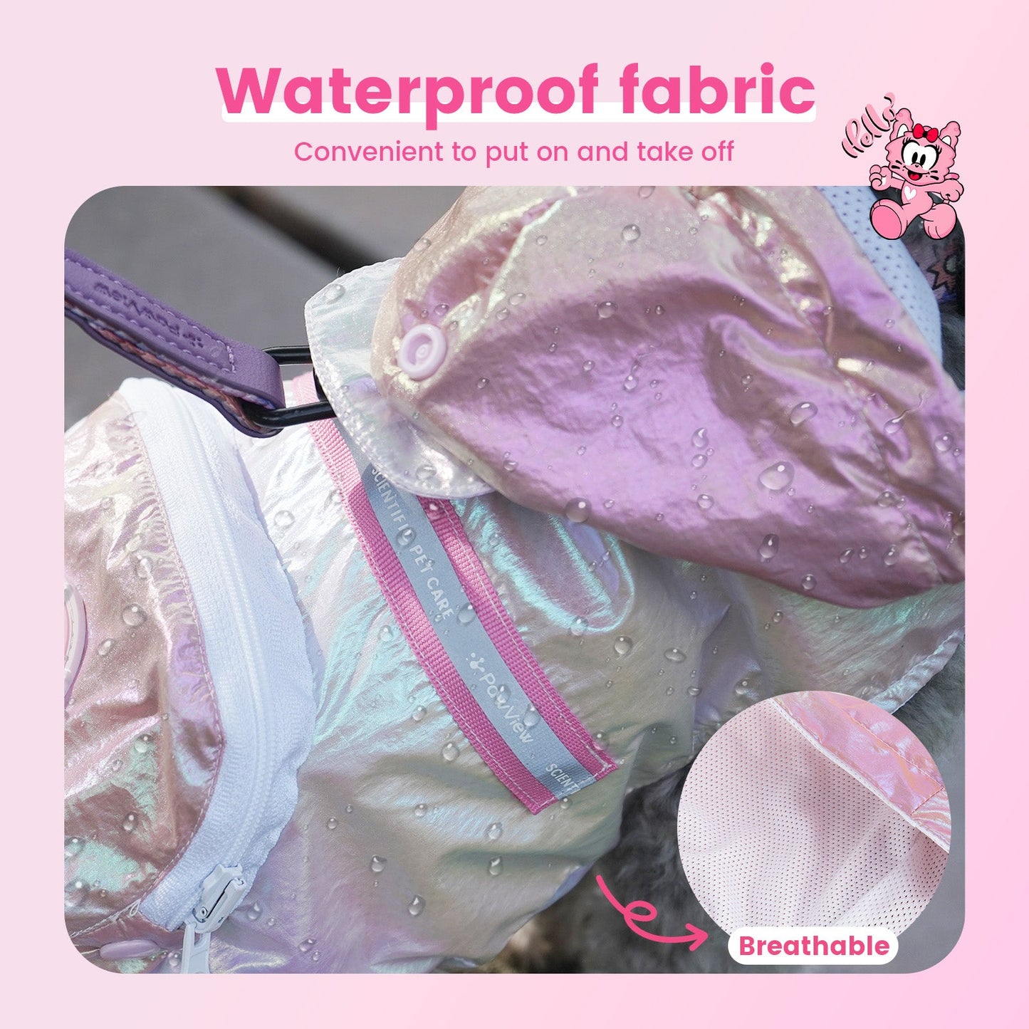 PawView Iridescent Raincoat waterproof dog raincoat