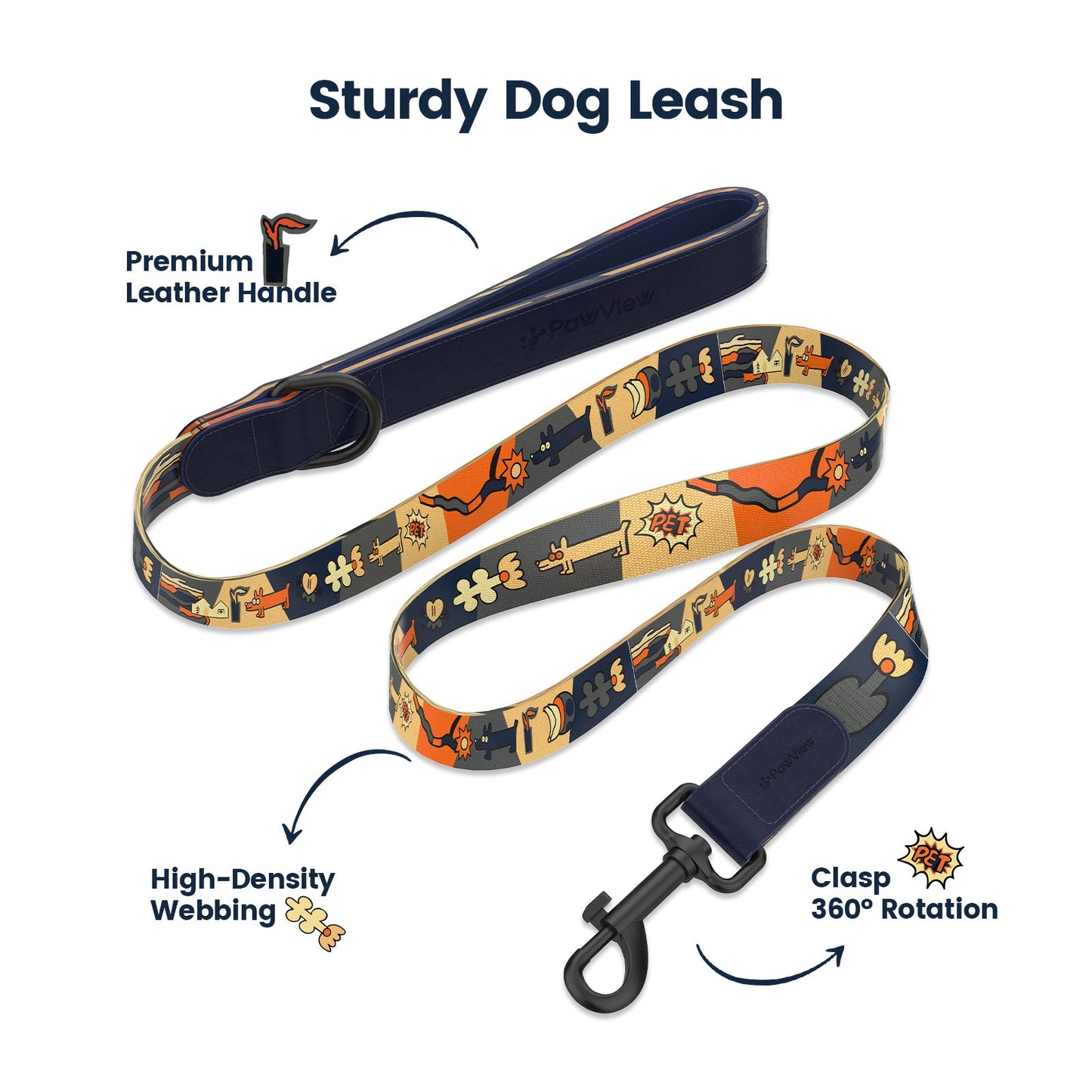 PawView Time Series Dog Collar & Leash with QR ID Tag – Night Sky Design