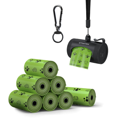 Smart Dog Poop Bag Dispenser – With Carabiner & Rotating Hook for Ultimate Flexibility | 105 Eco Bags & NFC Walk Tracker Included