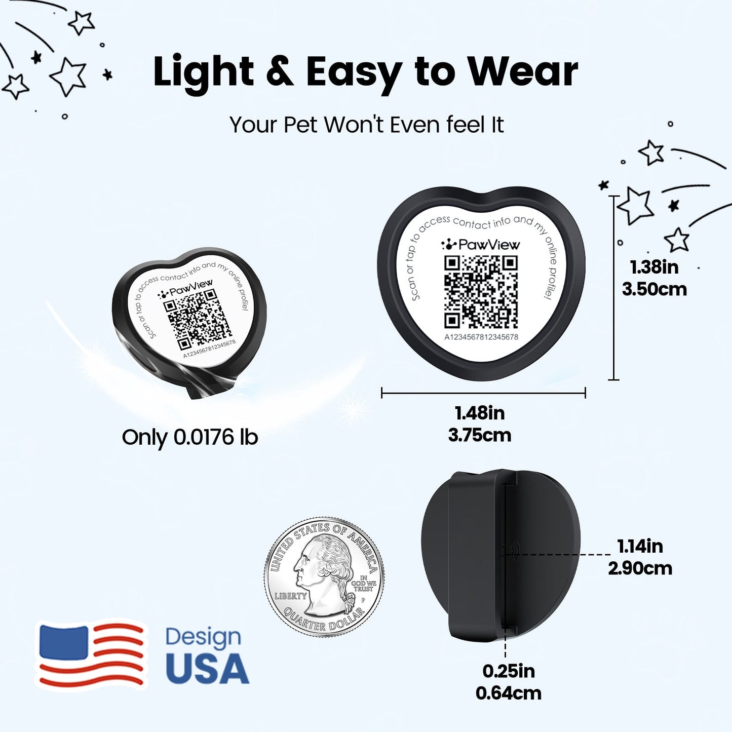 PawView Anti-Loss Smart Pet ID Tag with QR Code Heart